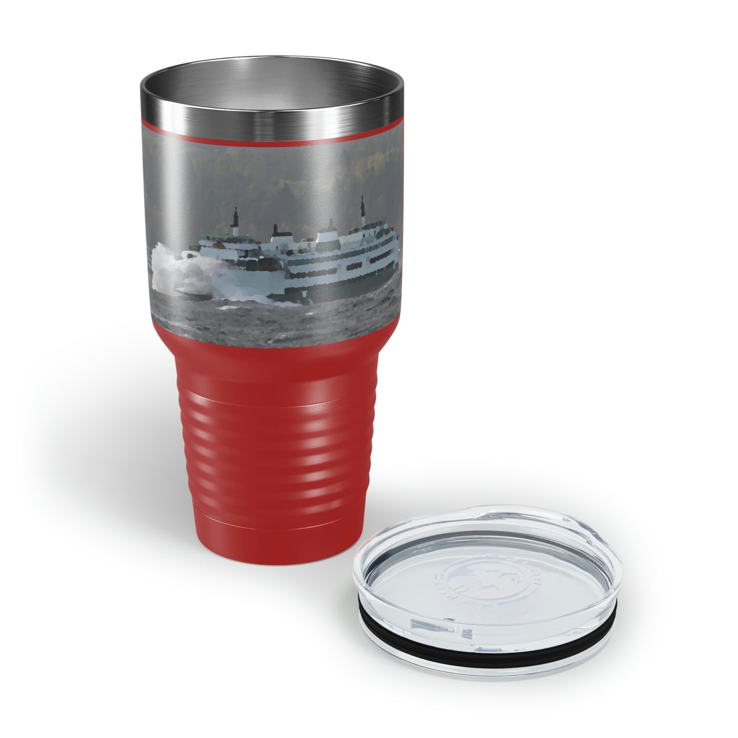 Ringneck Tumbler, 30oz ... WADOT Ferry Crossing ... "A Very Rough Day" ... Mulkiteo Route ... Family Archives ... Early 1990's' ... Original Works ...