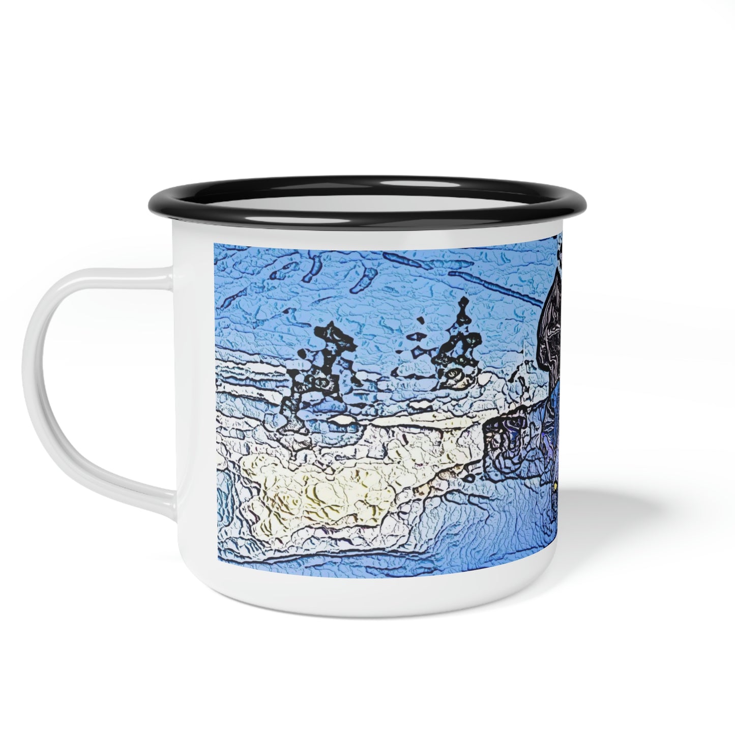 Enamel Camp Cup ... Blasting Through-The-Powder ... 'Central Idaho Mounains ... ' 2Dec22 ...