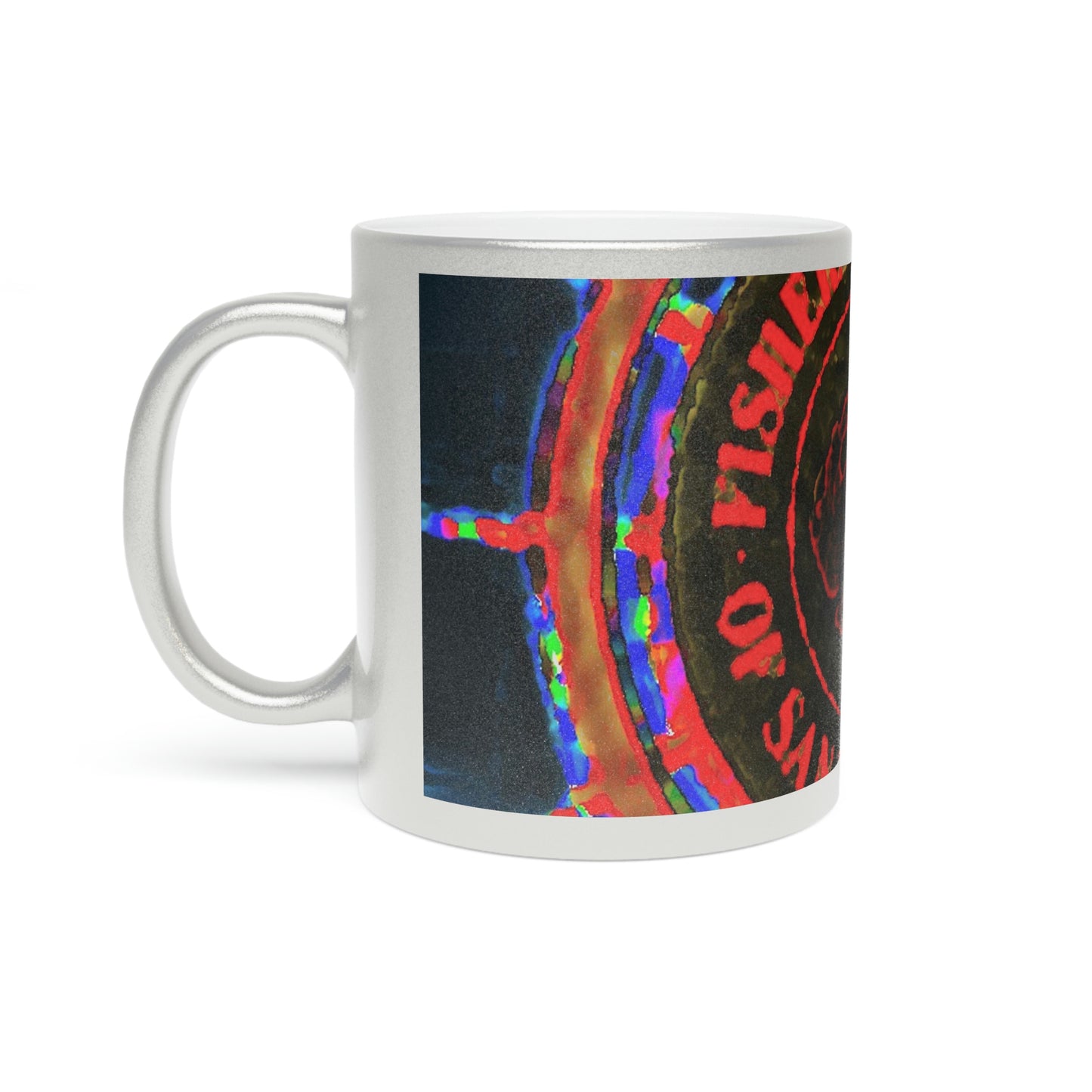 Metallic Mug (Silver\Gold) ... "No.9 Fishermen's Grotto - Fishermen's Wharf, SF, California" ... Family Archives: 1970's ... Original Works ...