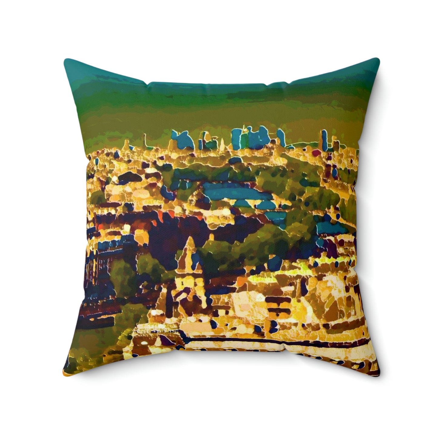 Spun Polyester Square Pillow ... Au Paris ... "Along The River Seine" ... Barbara Joan Bonnell-Holt: 1972 ... Original Works ...