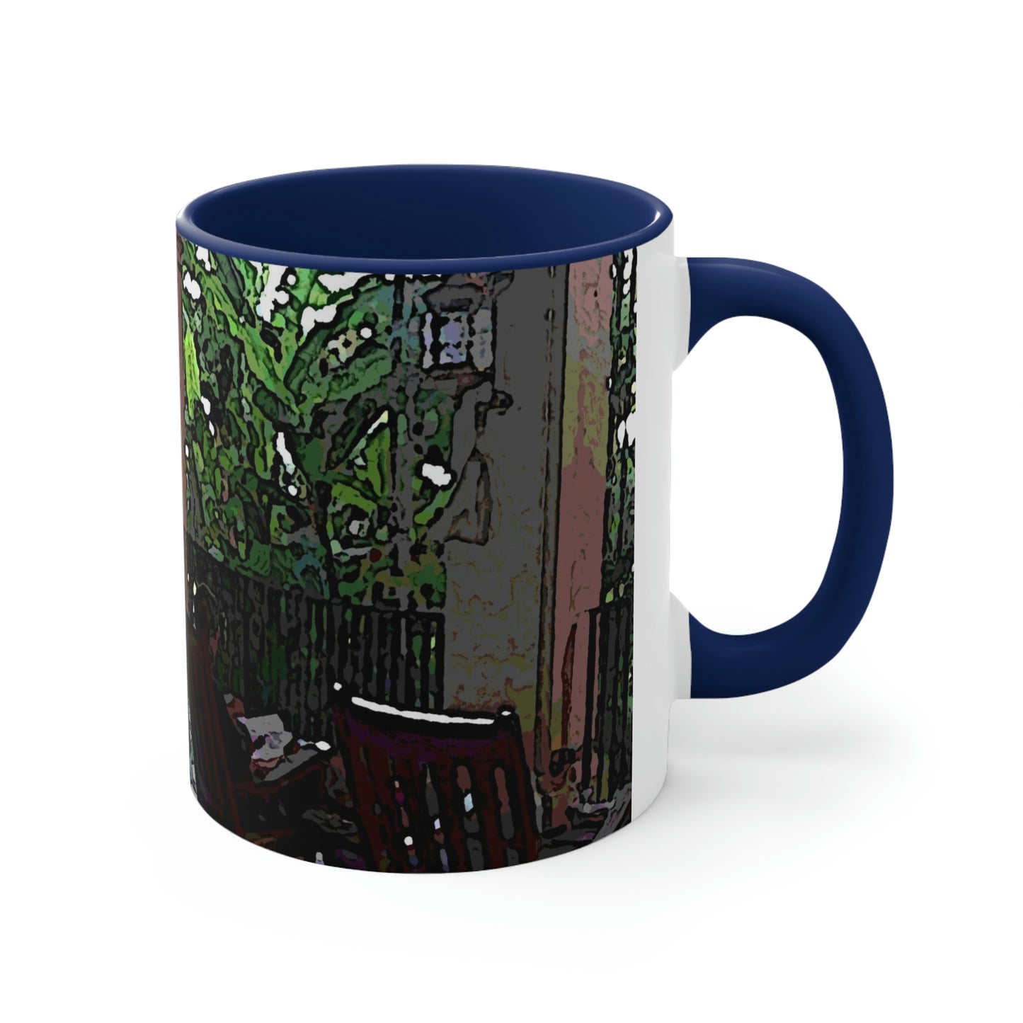 Accent Coffee Mug, 11oz ...  Lanai & Rocking Chairs At: 'The Pink Palace' ... The Royal Hawai'ian ... Honolulu, HI ... '27Oct2014' ... Original Works ...