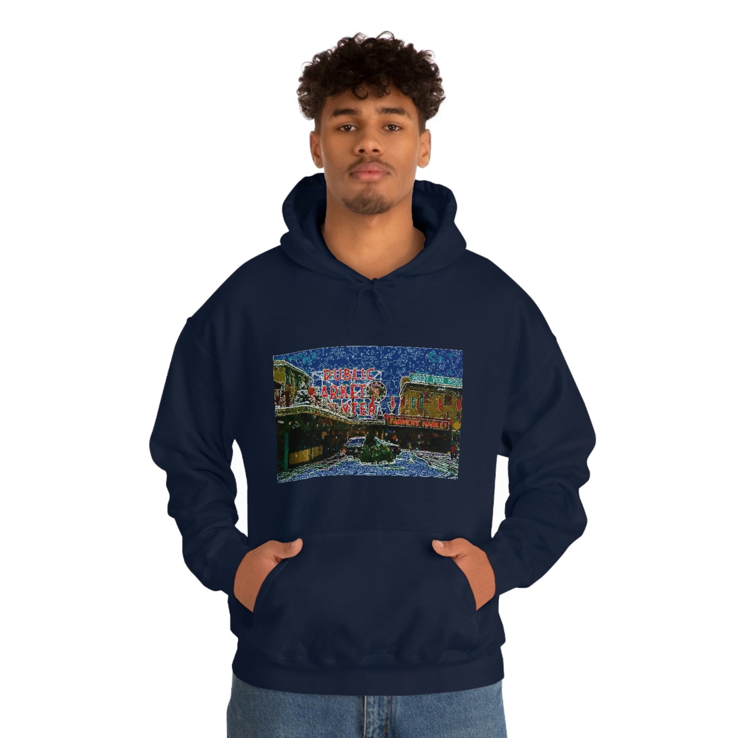 Unisex Heavy Blend™ Hooded Sweatshirt ... Pike Place Market: 'The Public Market', Seattle, Washington. Circa Fall 2013 ...