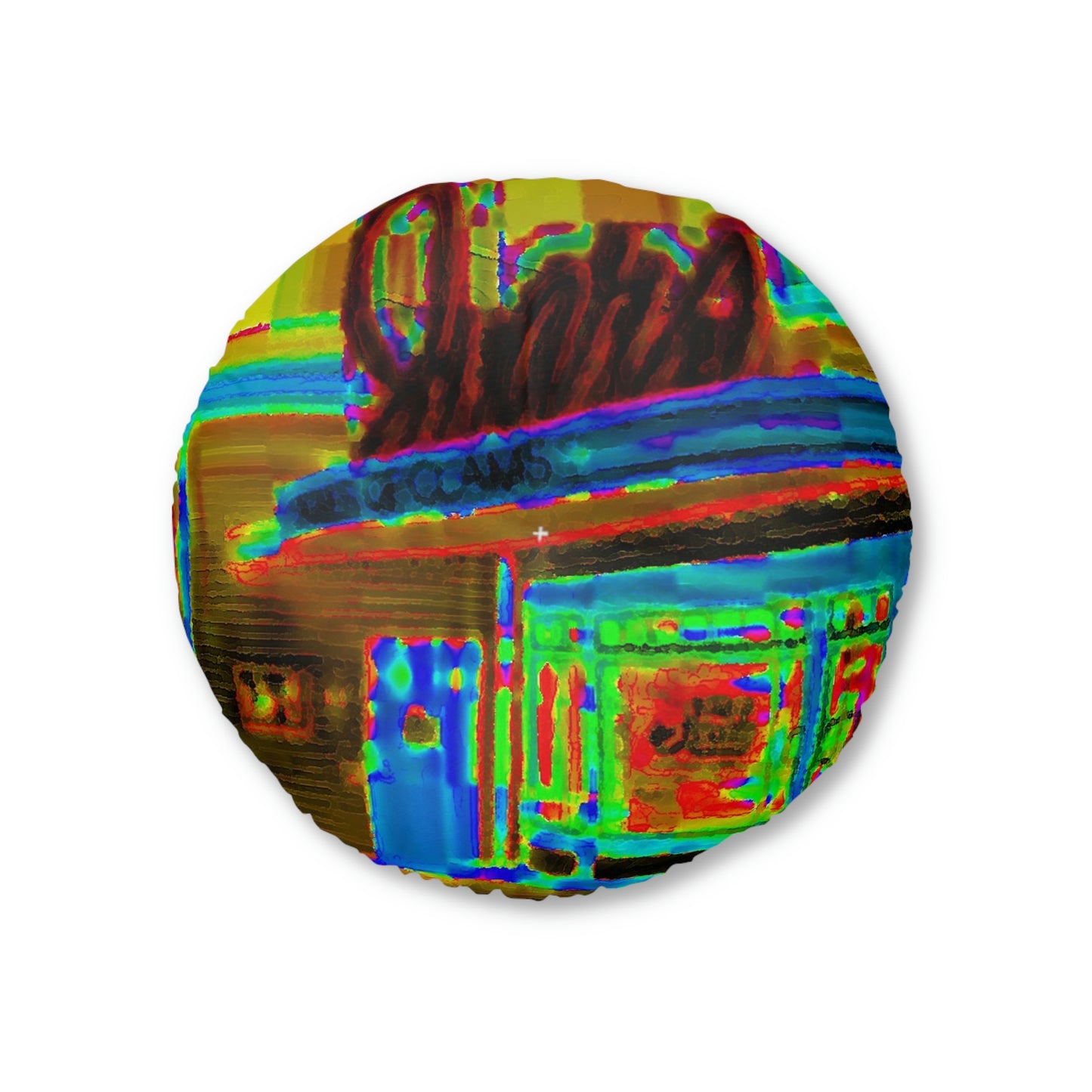 Tufted Floor Pillow, Round ... In-A-Hurry & Stressed? ... Remember: Keep "Clam" ... Clam_Happy ...  'Ivars: Seattle Waterfront' ... Personal Archives ... Original Works ...