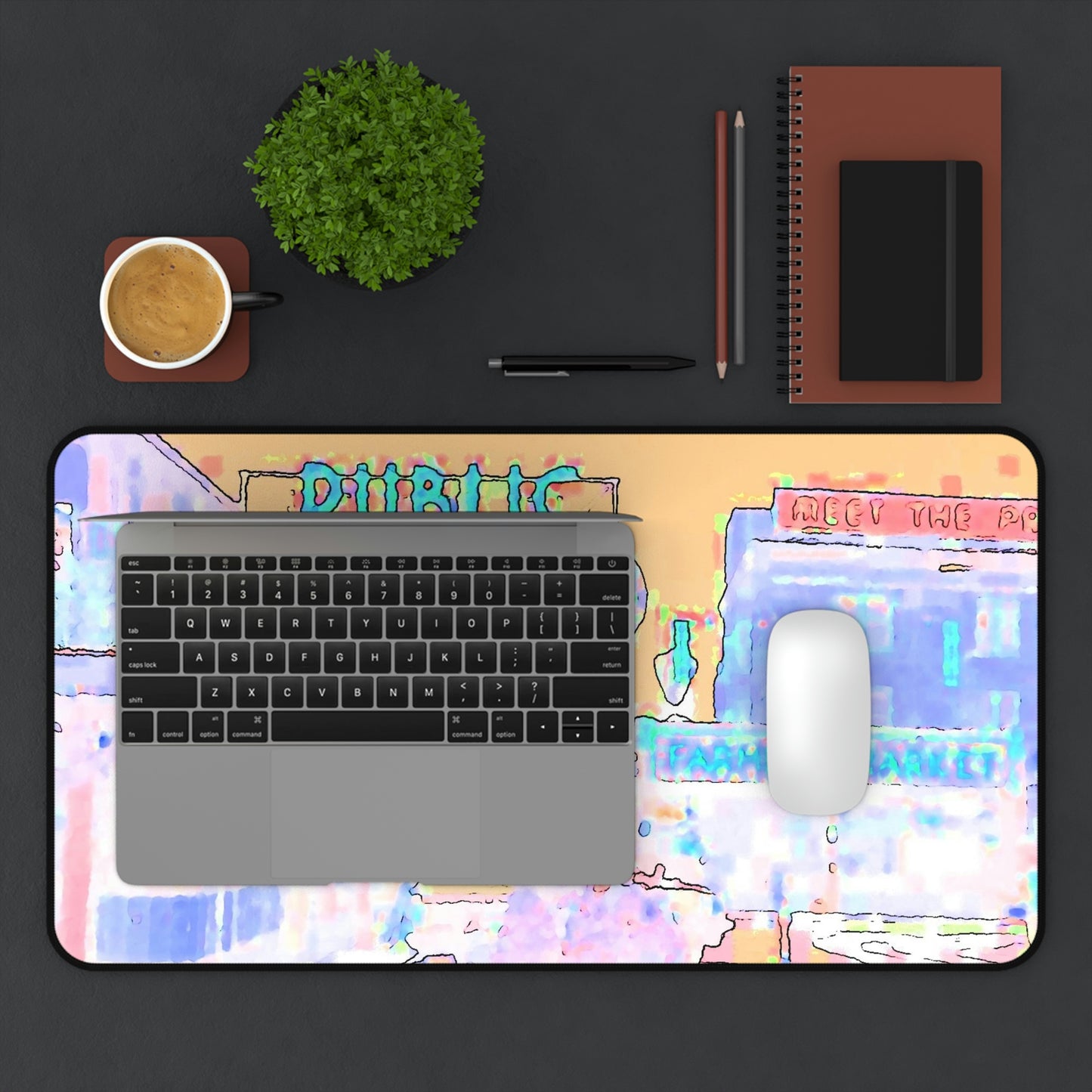 Desk Mat ... "As You Work At The Desk ... Or Sit At Your European Bistro Table ... Or Outside  At The Picnic Table ... "Think PPM: 'Pike-Place-Market' .."
