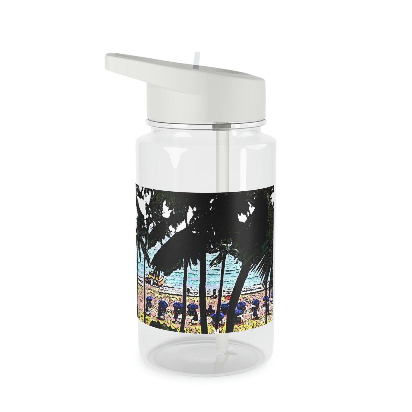 Tritan Water Bottle ... "A Beautiful Beach Amongst The Palms" ... The Outrigger Waikiki, Honolulu, Oahu ... Original Works ...