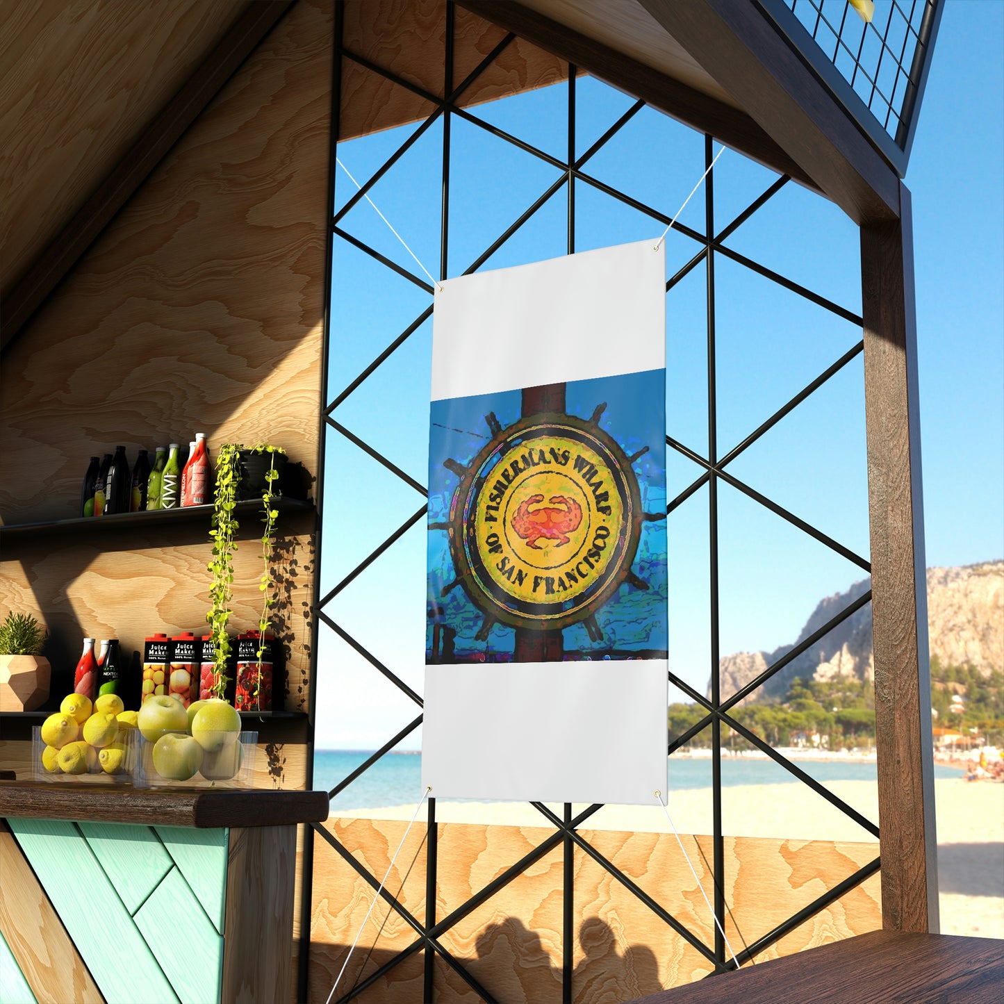 Matte Banner ... "No.9 Fishermen's Grotto - Fishermen's Wharf, SF, California" ... Family Archives: 1970's ... Original Works ...
