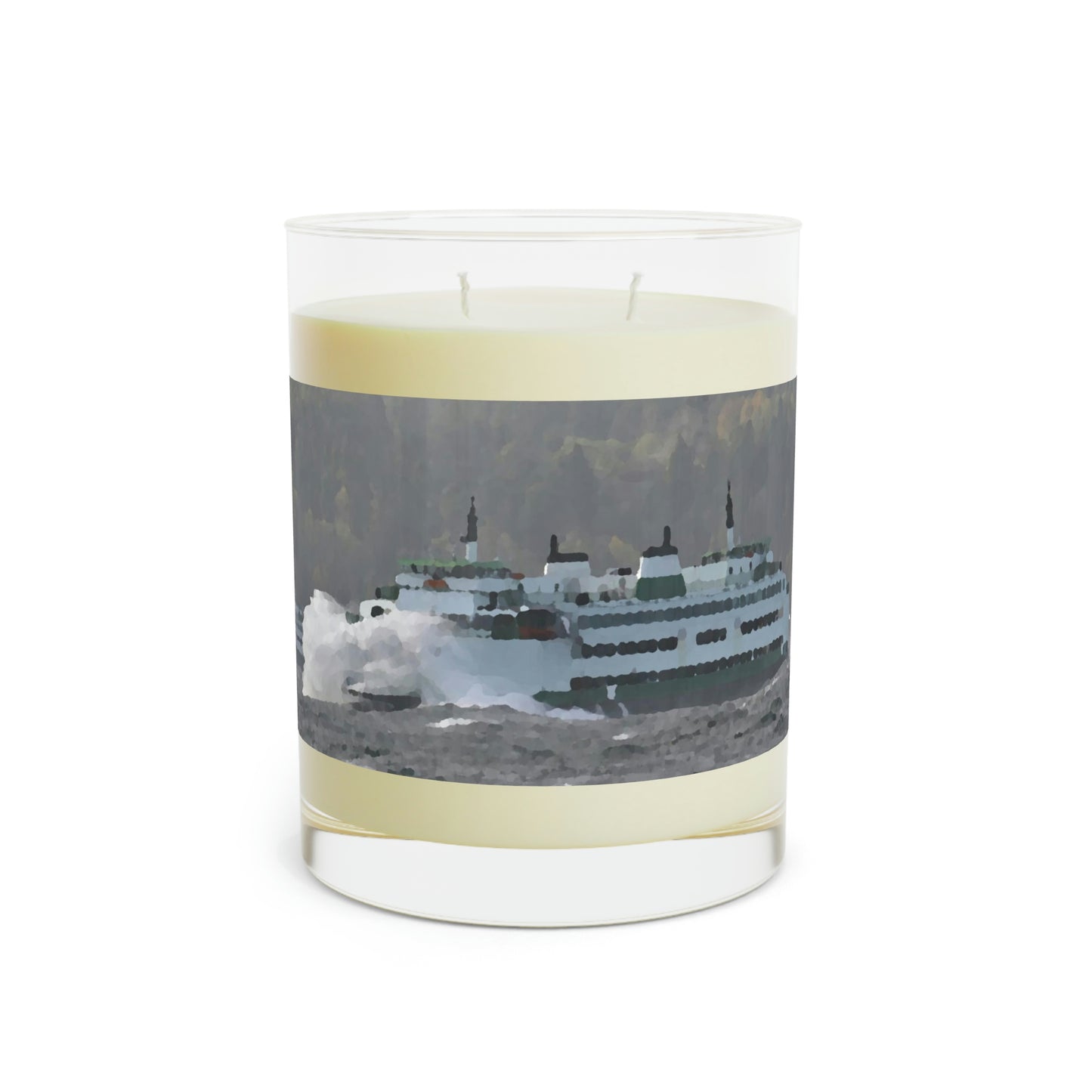 Scented Candle - Full Glass, 11oz ... WADOT Ferry Crossing ... "A Very Rough Day" ... Mulkiteo Route ... Family Archives ... Early 1990's' ... Original Works ...