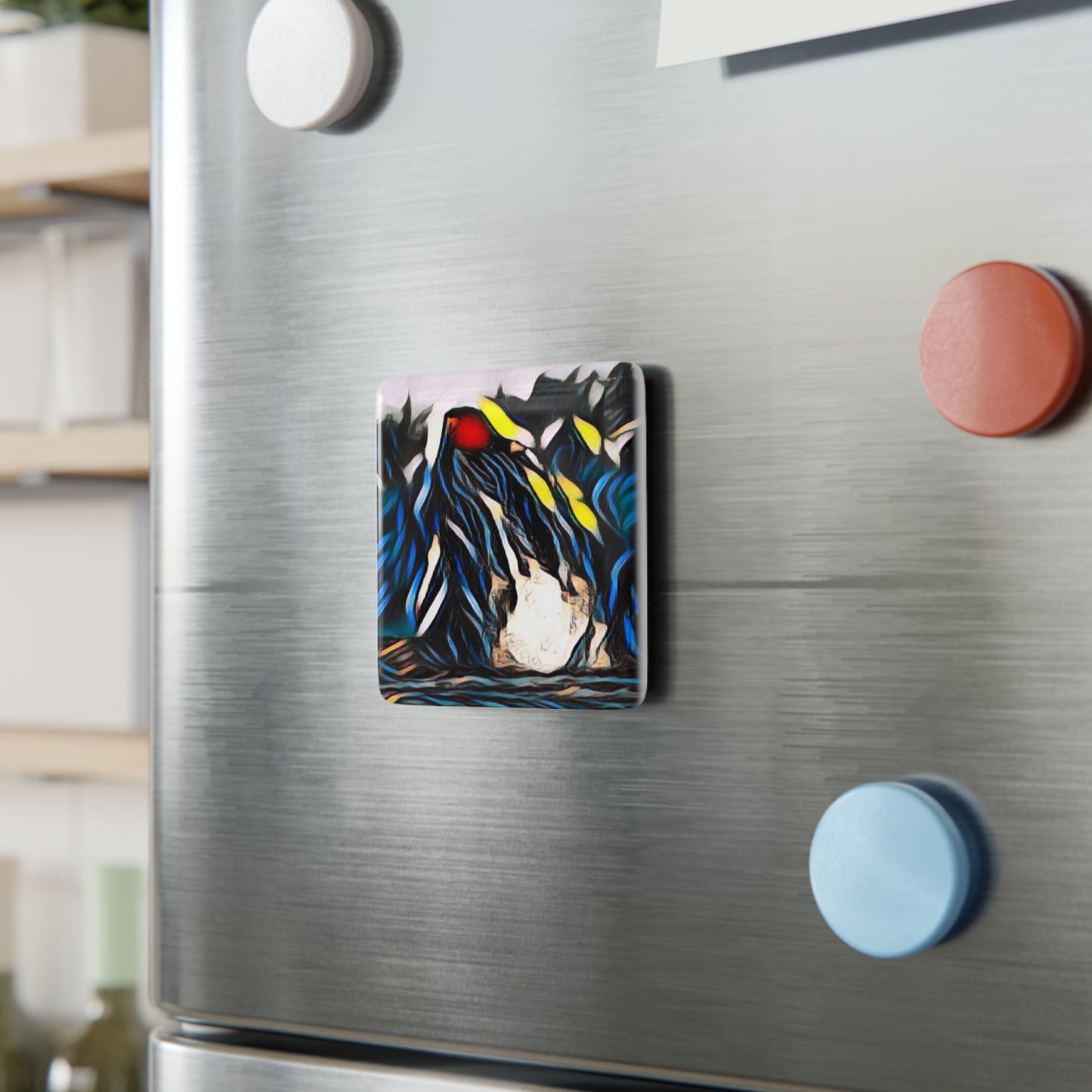 Porcelain Magnet, Square ... "Ken's Favourite Humpback Breach" ... Circa: 21st Century ... Maui, HI ... Original Works ...