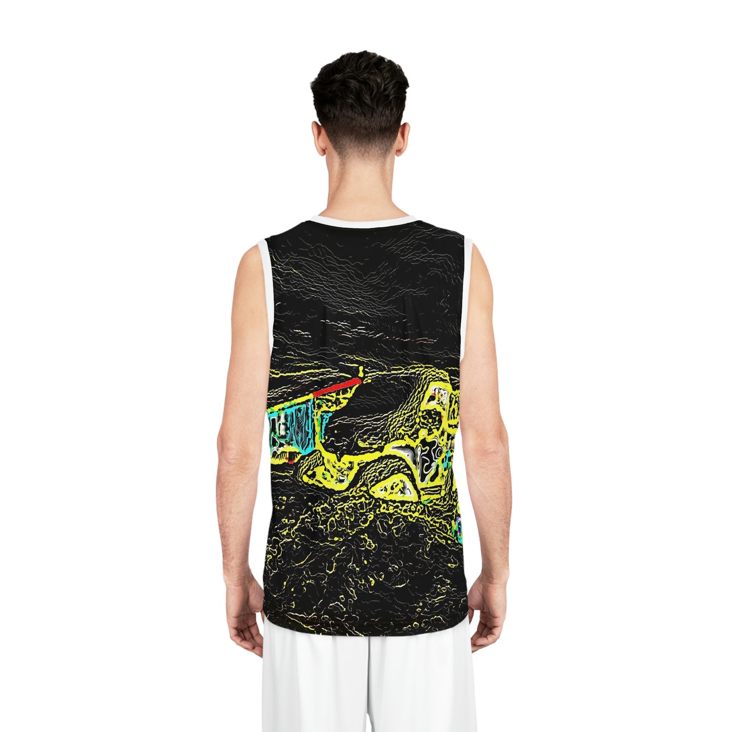 Basketball Jersey (AOP) ... "Snow Vehicle In Snow Storm At-Rest" ... Circa 12Mar23 ... Central Idaho ... 18-Hours Rendering Time: Original Works ...