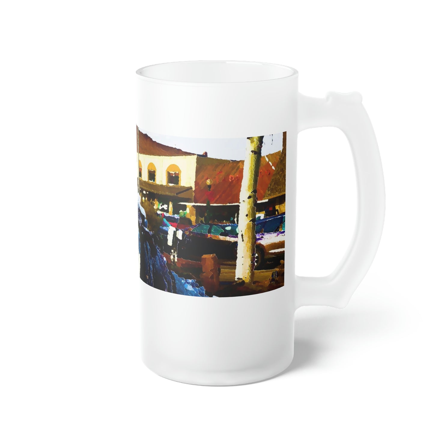 Frosted Glass Beer Mug ...  "Ice & Water Sculpted" ... Downtown Grangeville, Idaho ... Adjacent To Irwin Pharmacy ... 5Jan23 ... Original Works ...