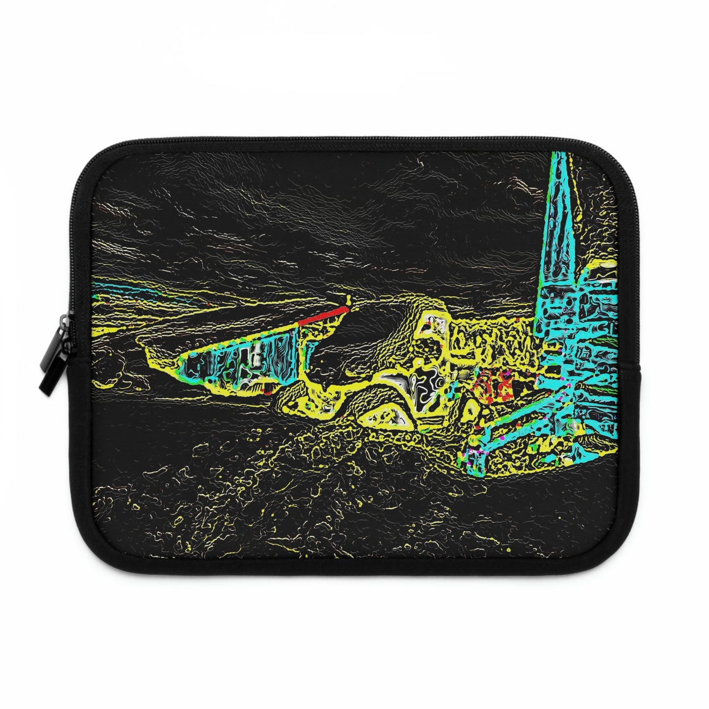 Laptop Sleeve ... "Snow Vehicle In Snow Storm At-Rest" ... Circa 12Mar23 ... Central Idaho ... 18-Hours Rendering Time: Original Works ...