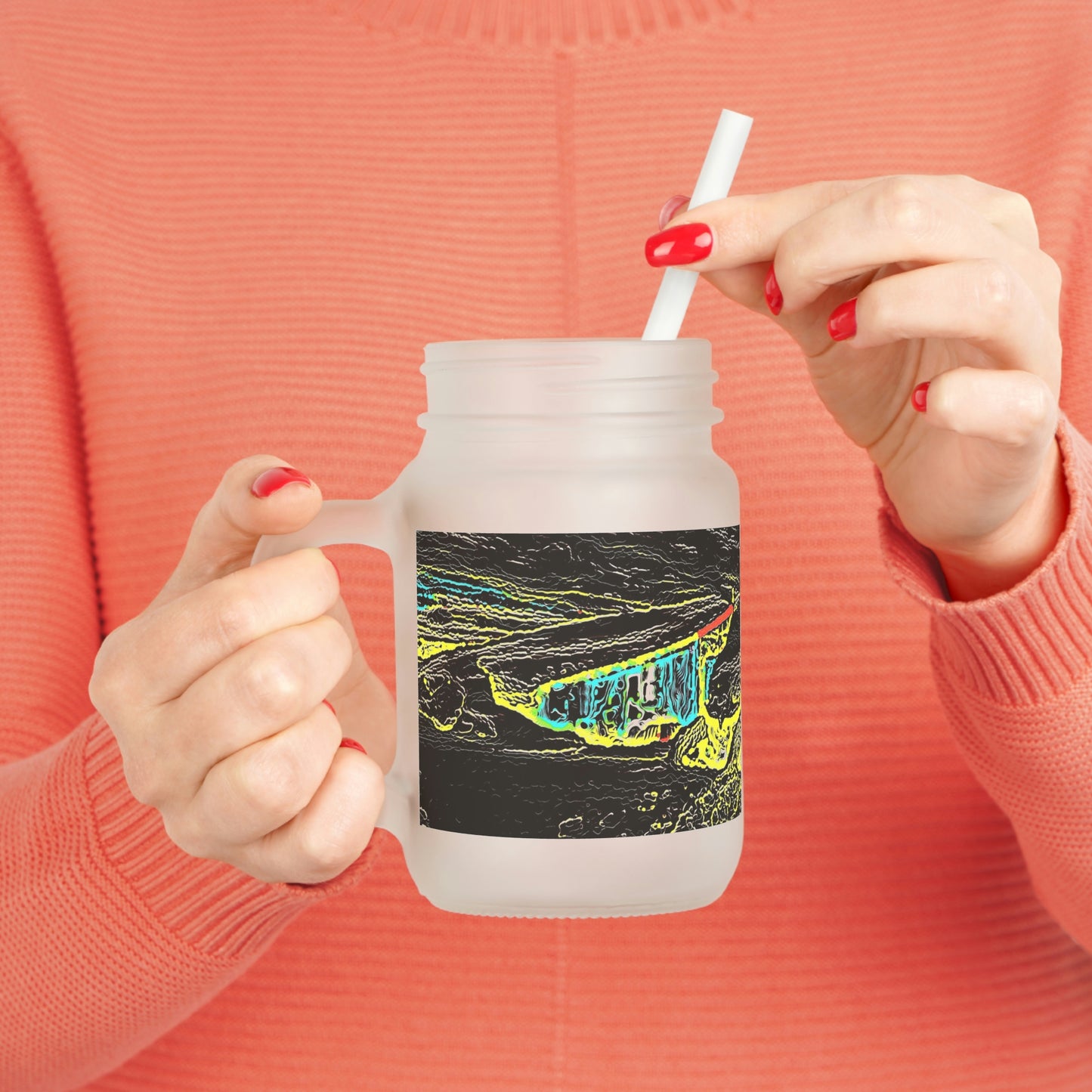 Mason Jar ... "Snow Vehicle In Snow Storm At-Rest" ... Circa 12Mar23 ... Central Idaho ... 18-Hours Rendering Time: Original Works ...