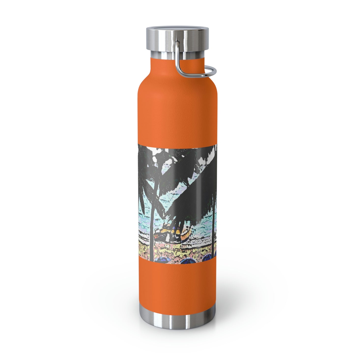 Copper Vacuum Insulated Bottle, 22oz ... "A Beautiful Beach Amongst The Palms" ... The Outrigger Waikiki, Honolulu, Oahu ... Original Works ...