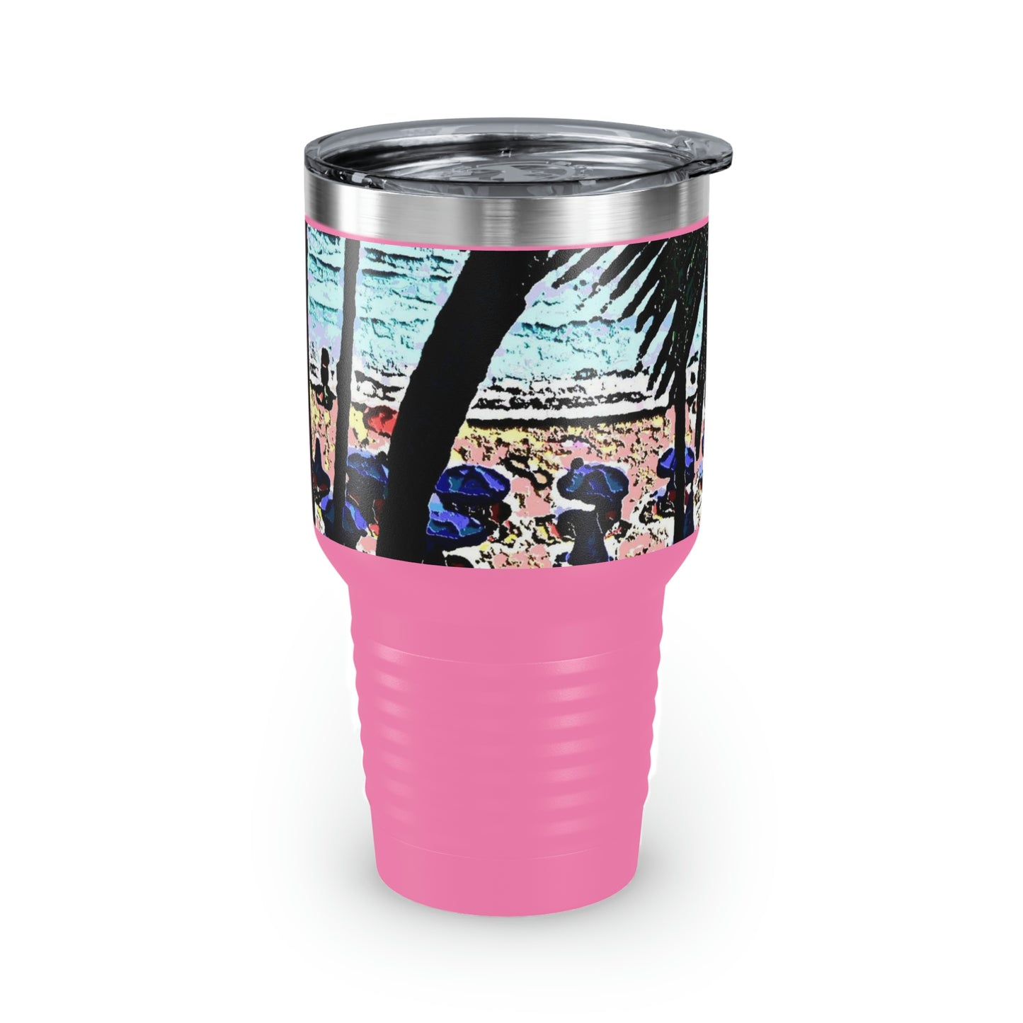 Ringneck Tumbler, 30oz ... "A Beautiful Beach Amongst The Palms" ... The Outrigger Waikiki, Honolulu, Oahu ... Original Works ...