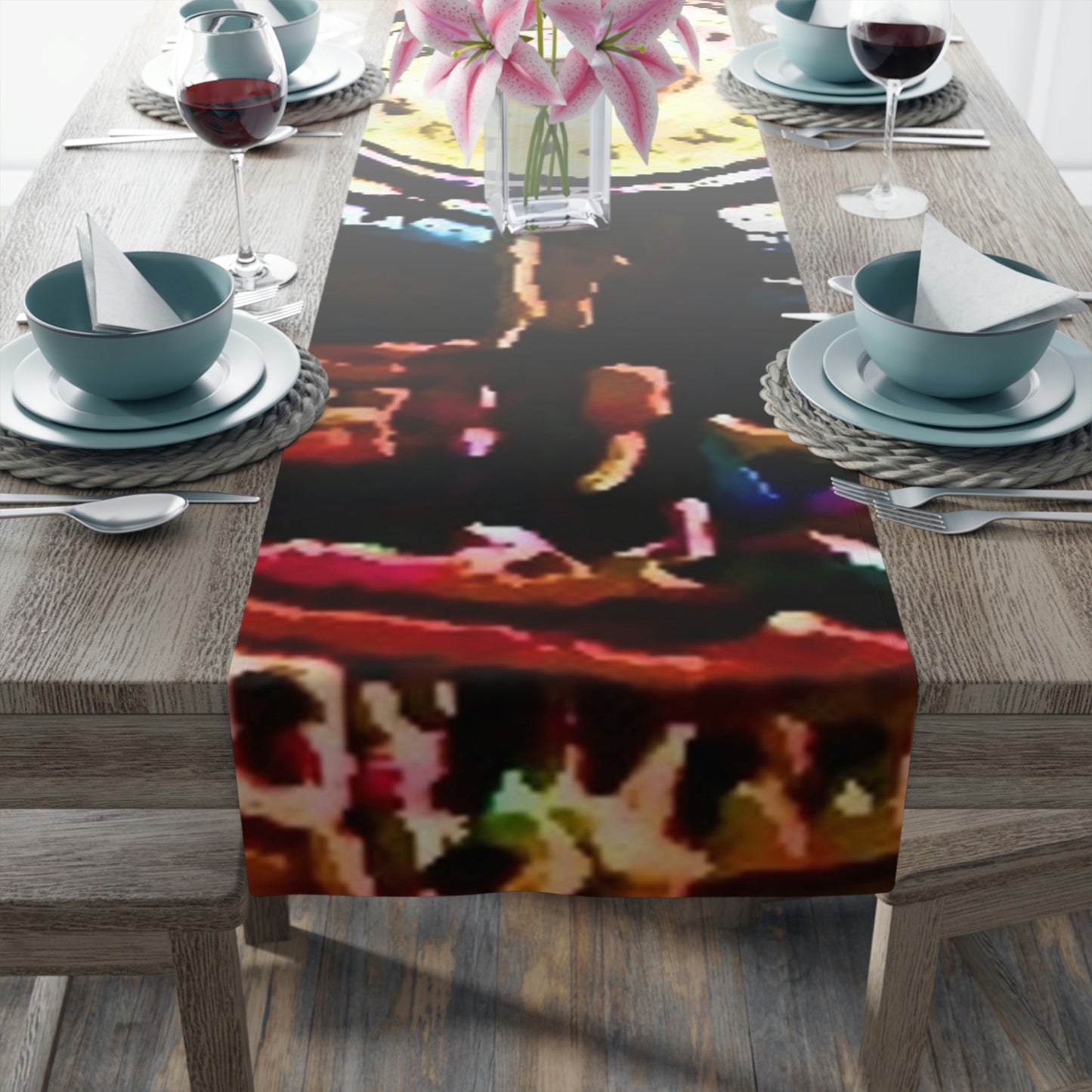 Table Runner (Cotton, Poly) ...  "No.9 Fishermen's Grotto - Fishermen's Wharf, SF, California" ... Family Archives: 1970's ... Original Works ...
