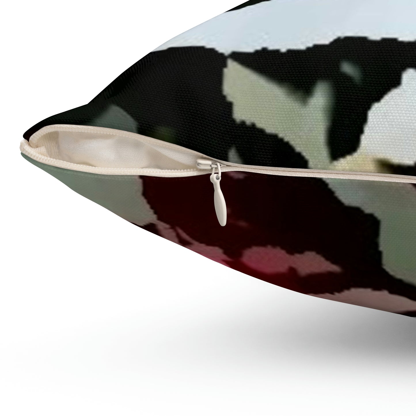 Spun Polyester Square Pillow ... "A Friendly Flower" ... Pointsettia 'Pointing' ... Original Works ... (Supplied Photograph) ...