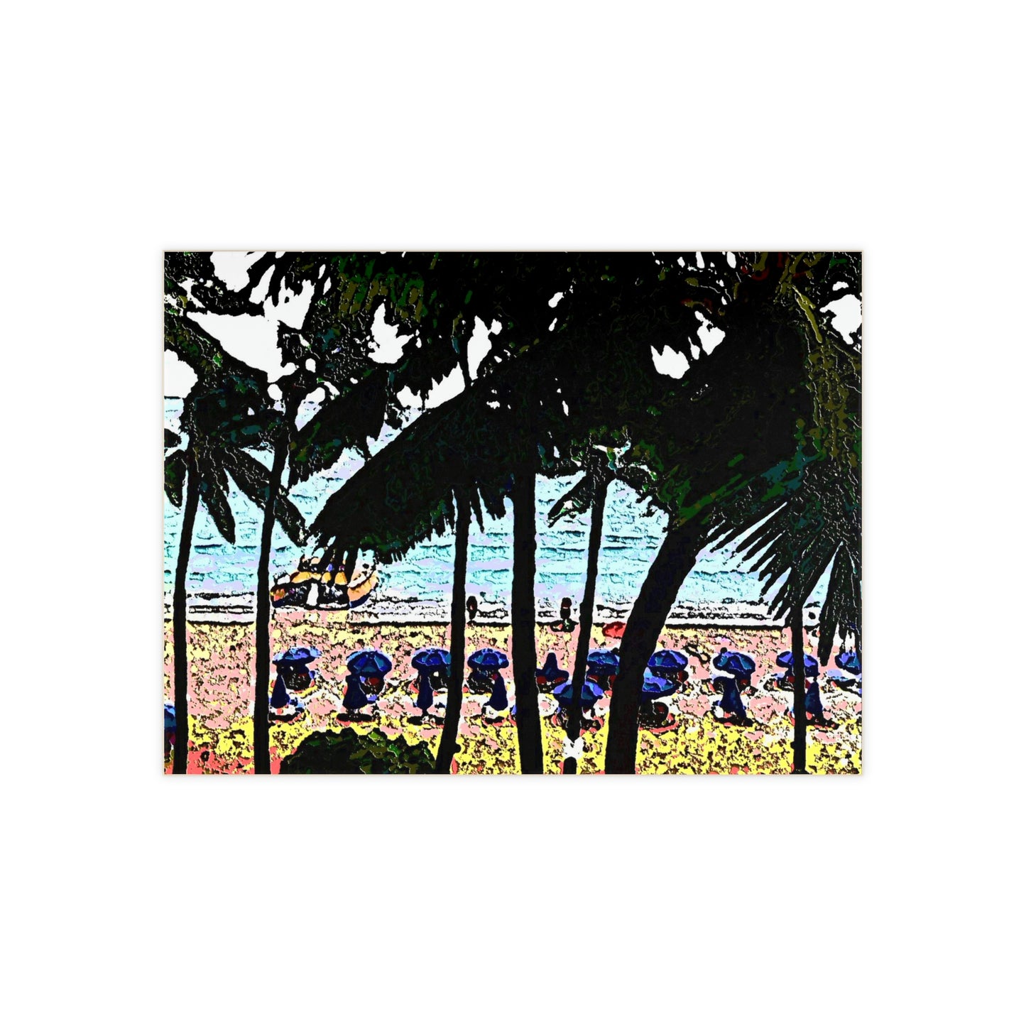 Ceramic Photo Tile ... "A Beautiful Beach Amongst The Palms" ... The Outrigger Waikiki, Honolulu, Oahu ... Original Works ...