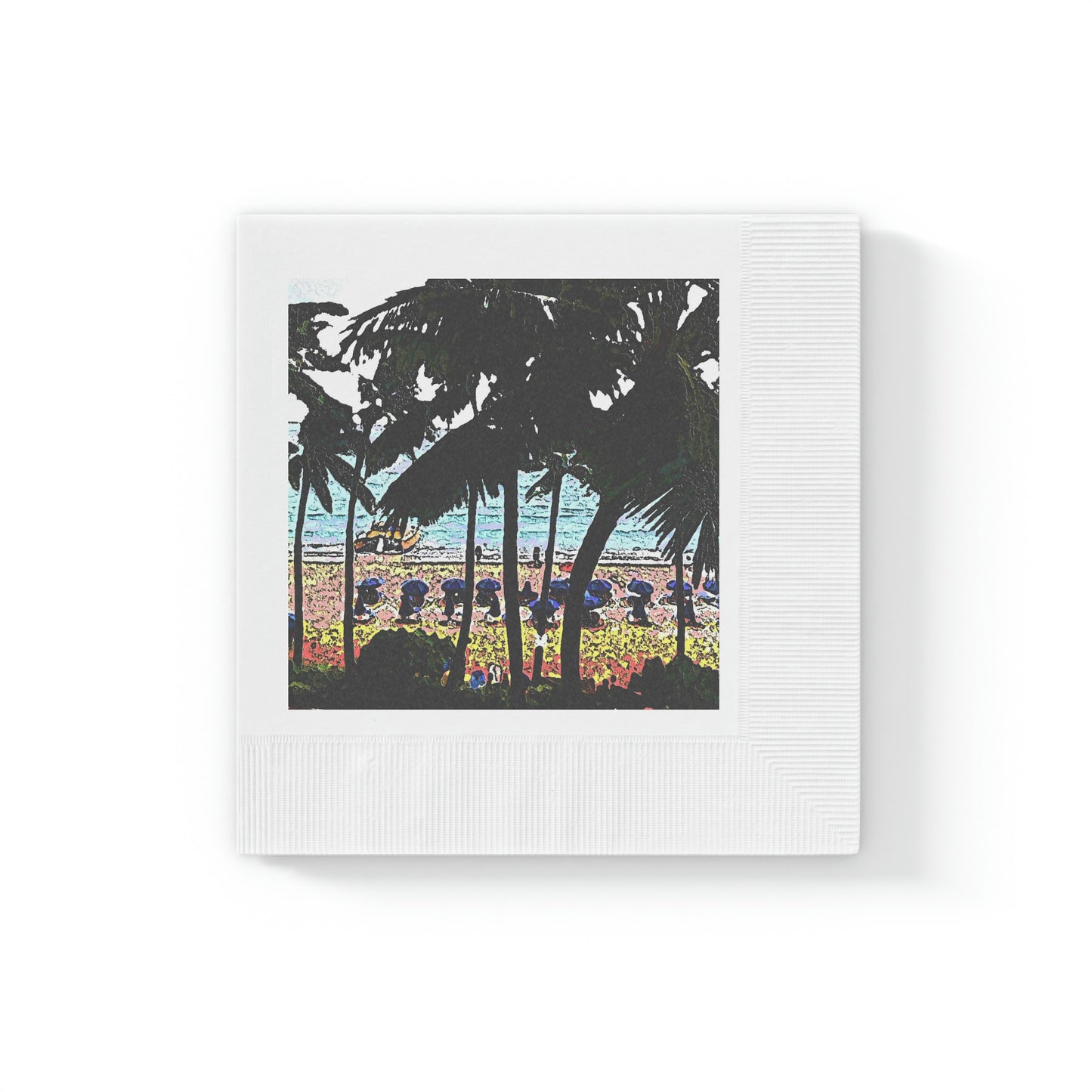 White Coined Napkins ... "A Beautiful Beach Amongst The Palms" ... The Outrigger Waikiki, Honolulu, Oahu ... Original Works ...