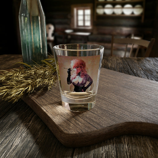 Shot Glass, 1.5oz ...  A Colleague Overseas ... 'Enjoying A Fag' ... Original Works ... "April Fools 2023" ... Hot-Tranny-Smoke ...