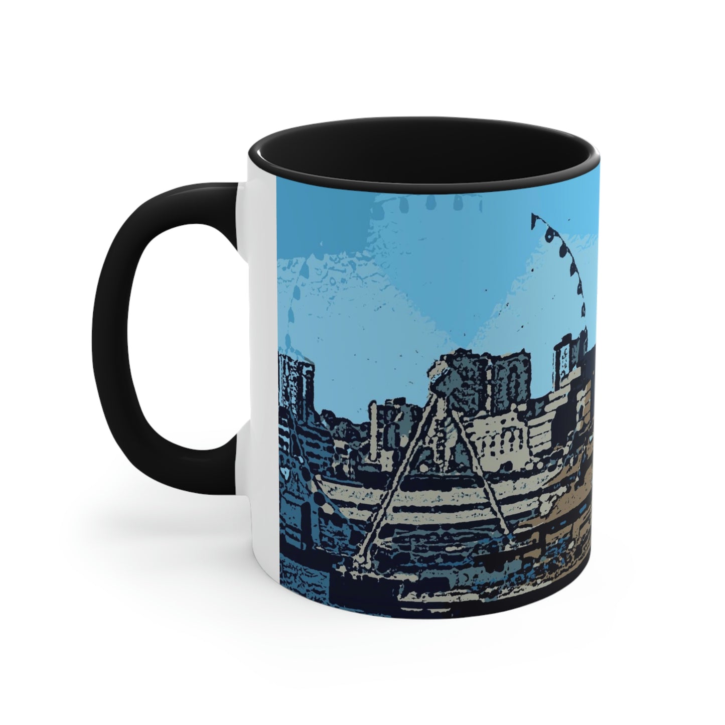 Accent Coffee Mug, 11oz ... That Classic Wheel ... 'Seattle's Wheel' ... & An Old Classic Waterside Vendors ...  'Family Archives' ... Original Works ...