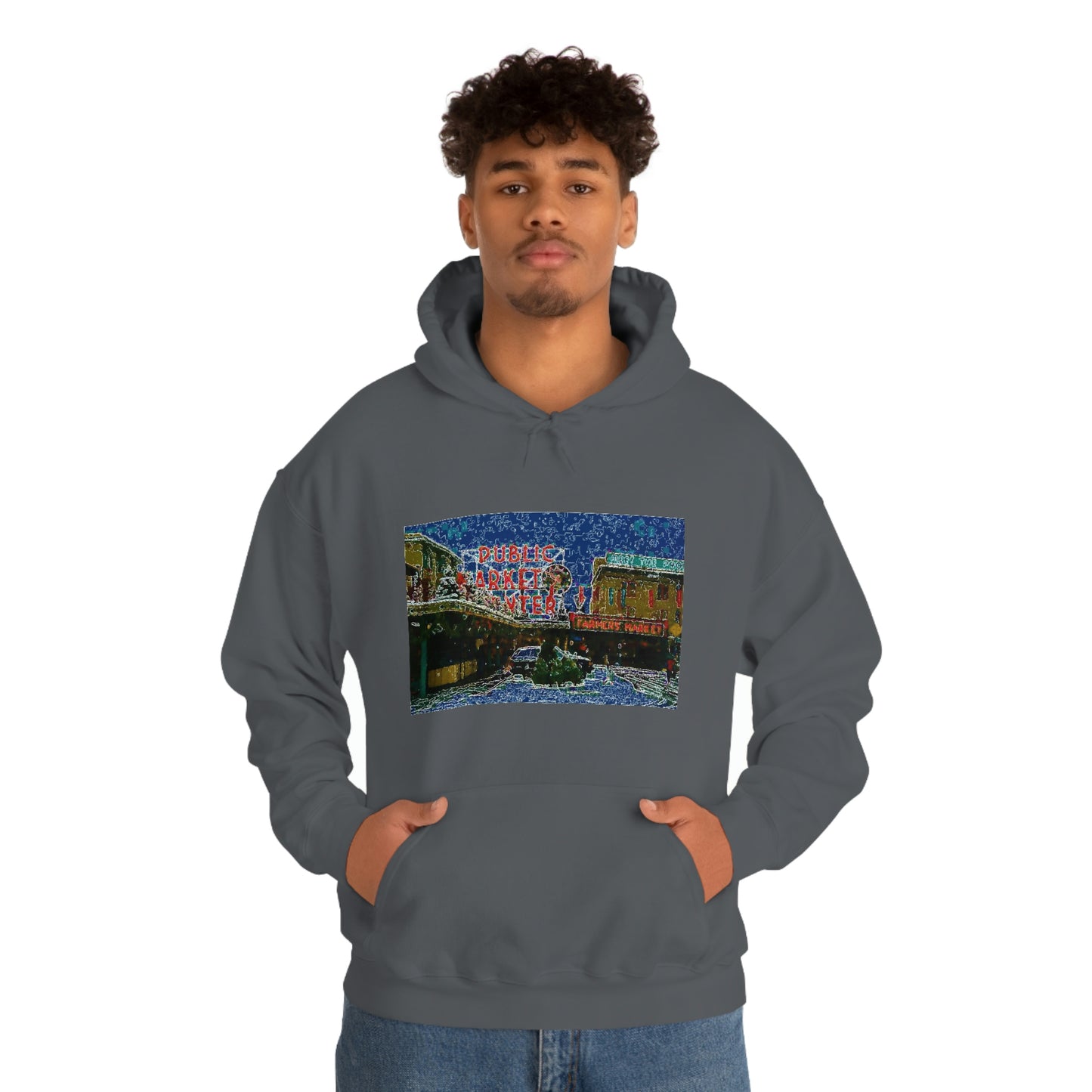 Unisex Heavy Blend™ Hooded Sweatshirt ... Pike Place Market: 'The Public Market', Seattle, Washington. Circa Fall 2013 ...