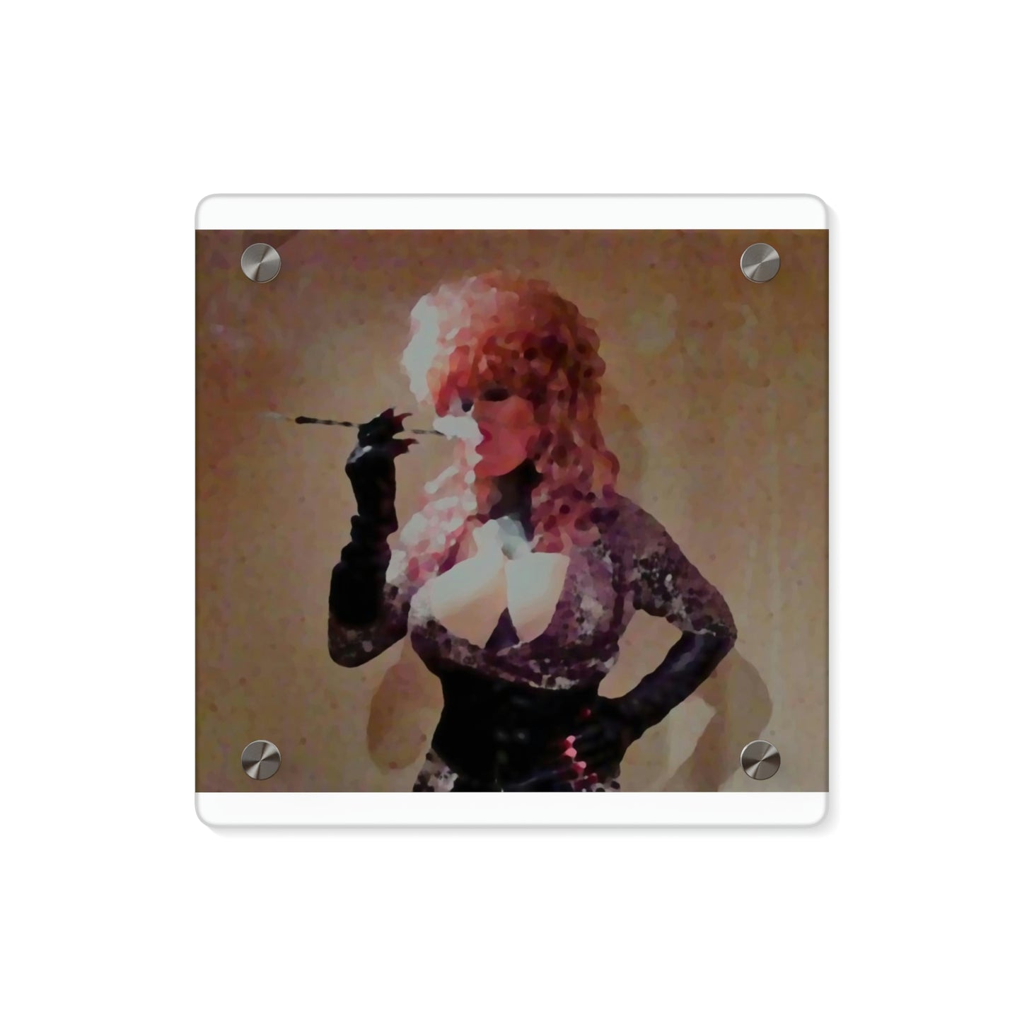 Acrylic Wall Art Panels ...  A Colleague Overseas ... 'Enjoying A Fag' ... Original Works ... "April Fools 2023" ... Hot-Tranny-Smoke ...