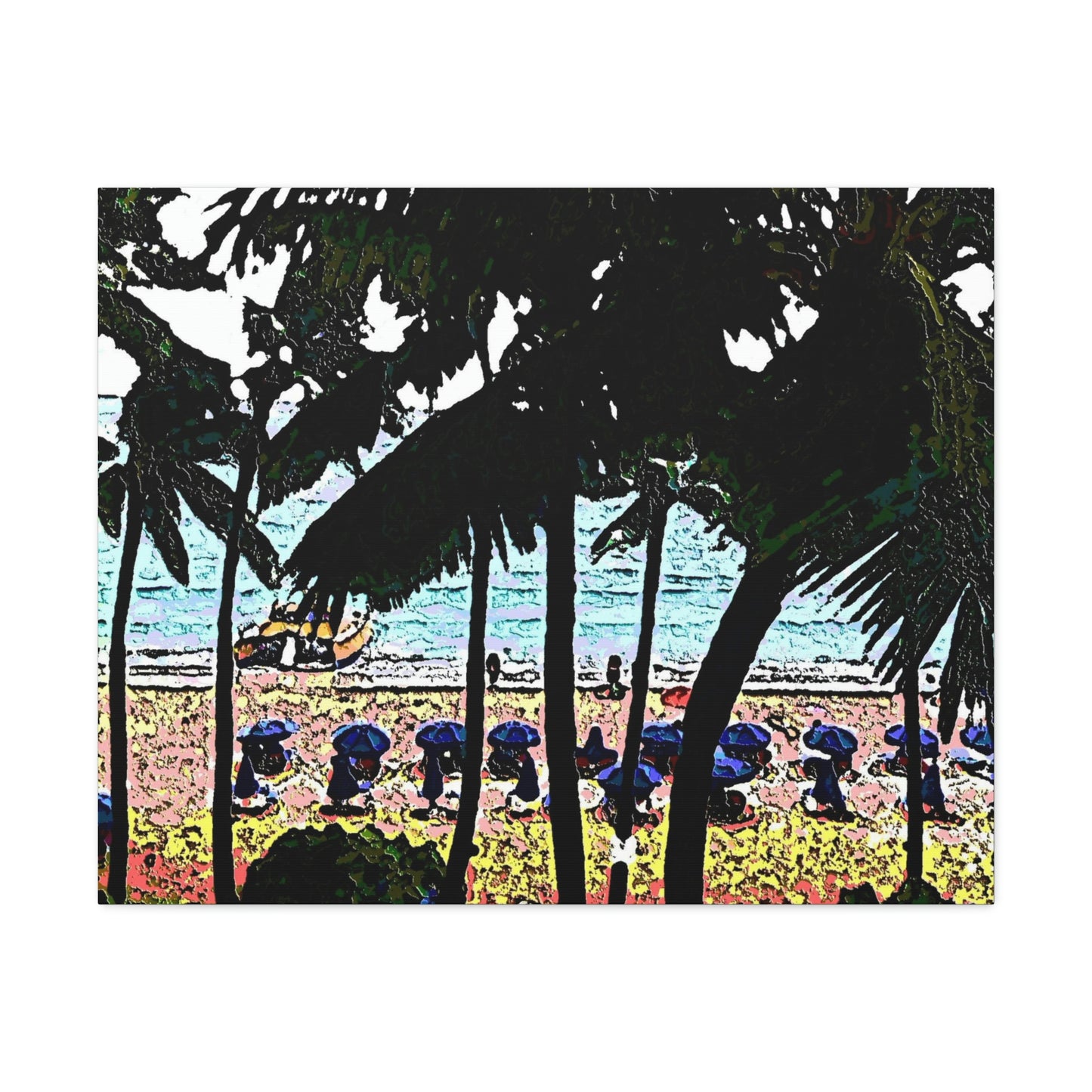 Satin Canvas, Stretched ... "A Beautiful Beach Amongst The Palms" ... The Outrigger Waikiki, Honolulu, Oahu ... Original Works ...
