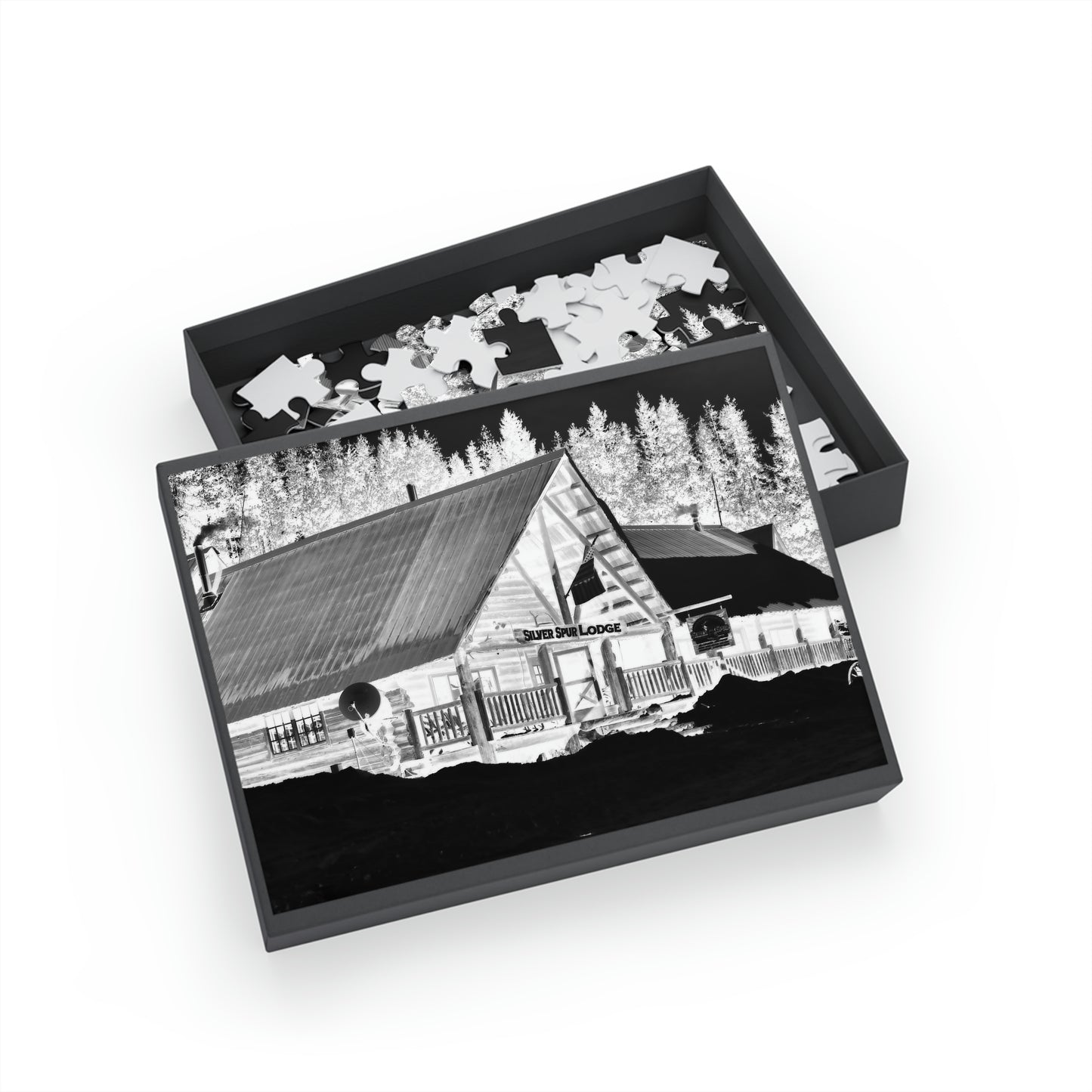 Puzzle (96, 252, 500, 1000-Piece) ... A Beautiful Lodge & Back-Country Outfitter In A Mountain Town ... 'Dixie, Idaho, November 2022' ... Original Works ...