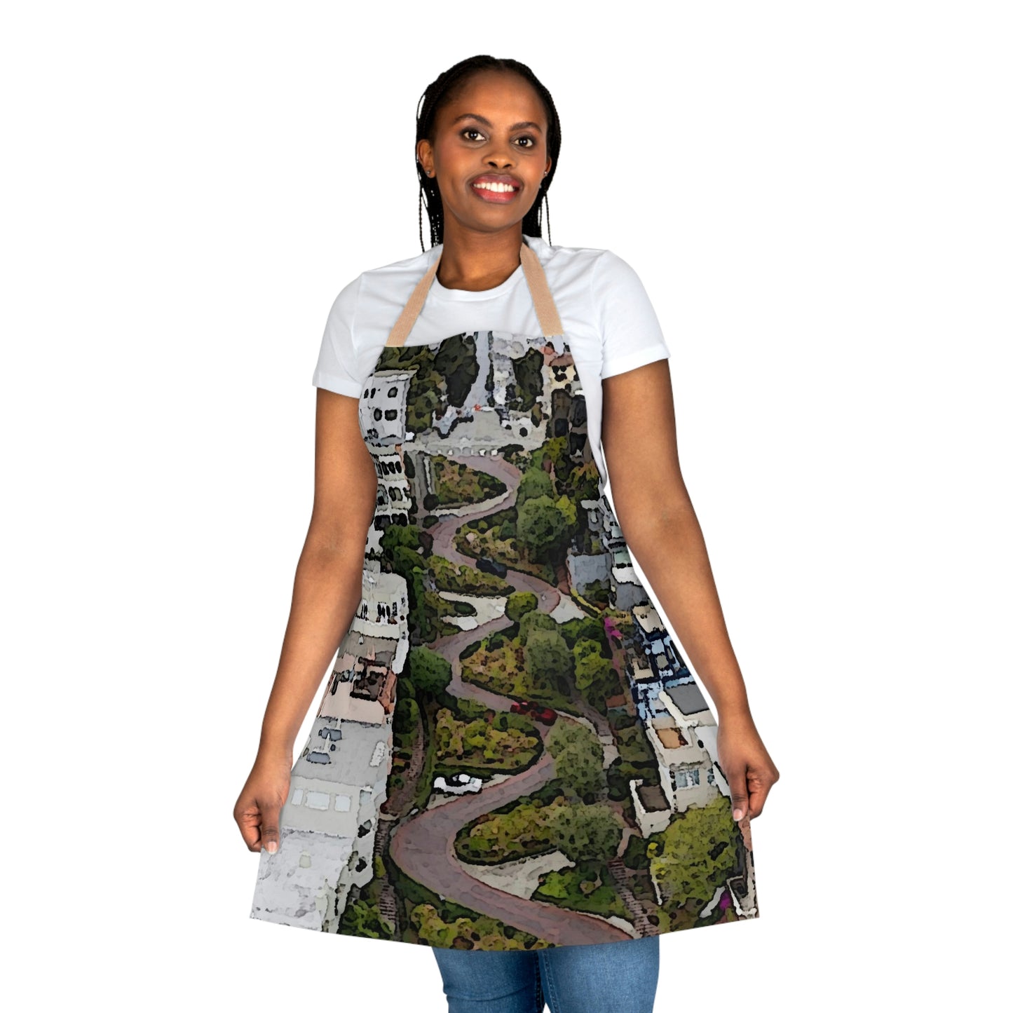Apron (AOP) ... A Crazy Street ... 'Eight Winding Curve-Switchbacks' ... "Lombard Street, San Francisco, CA' ... Family Archives: 1970's ... Original Works ...
