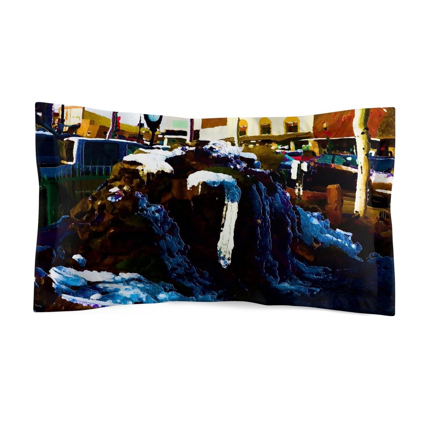 Microfiber Pillow Sham ...  "Ice & Water Sculpted" ... Downtown Grangeville, Idaho ... Adjacent To Irwin Pharmacy ... 5Jan23 ... Original Works ...