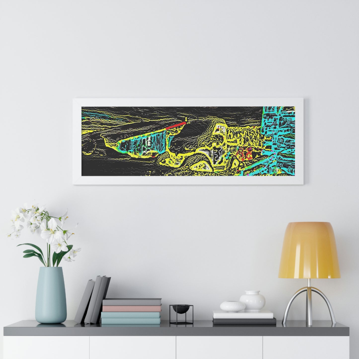 Framed Horizontal Poster ... "Snow Vehicle In Snow Storm At-Rest" ... Circa 12Mar23 ... Central Idaho ... 18-Hours Rendering Time: Original Works ...