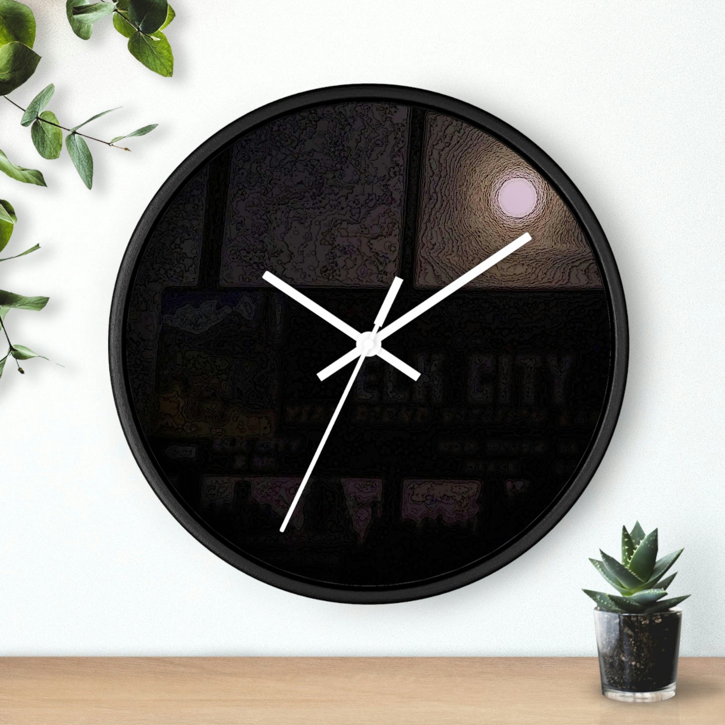 Wall clock ... Car Approaches From The Stern ... Moon Ascendary From The Bow ... "Two Friendly Travellers On A Cold Night Near Elk City" ... C