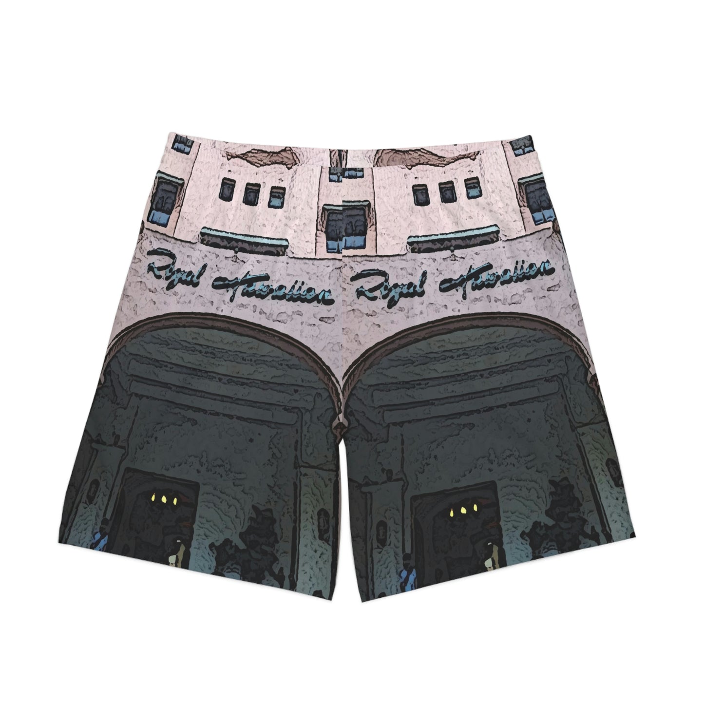 Men's Elastic Beach Shorts (AOP) ...  "La Grande Entree" At: 'The Pink Palace' ... The Royal Hawai'ian ... Honolulu, HI ... '27Oct2014' ... Original Works ...