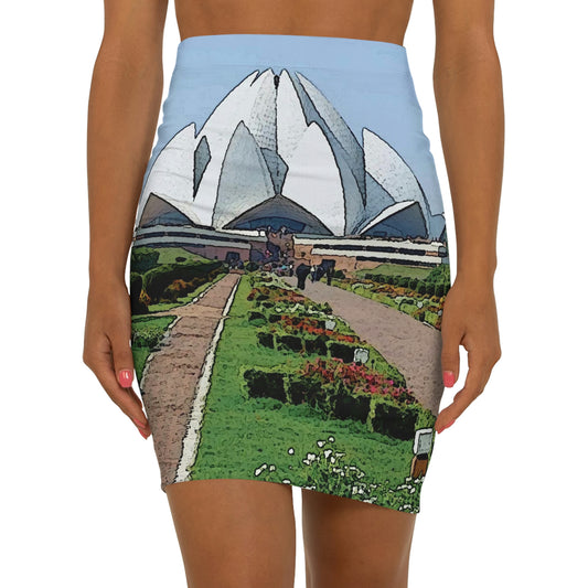 Women's Mini Skirt ... 'Bahai'i House-Of-Worship' ... "Lotus Temple: Delhi, India, 2008" ... Original Works ...