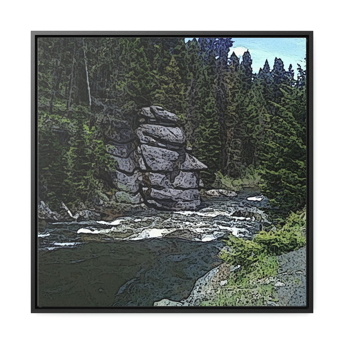 Gallery Canvas Wraps, Square Frame ...  "I Am Innocent" ... Tricky-Dick Immortalized ... Nixon Rock: Along The River ... Central Idaho, Summer 2020 ... Original Works ...