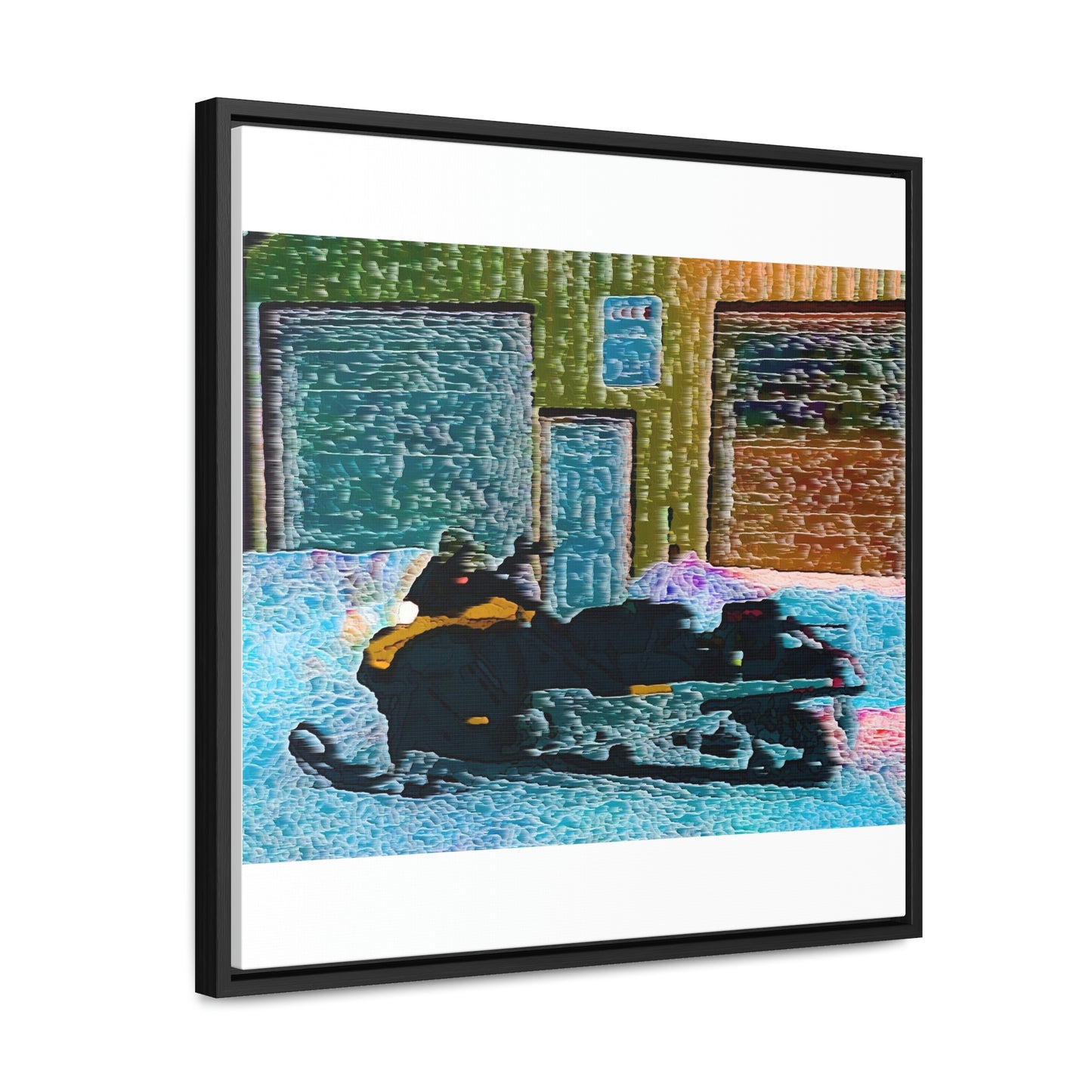 Gallery Canvas Wraps, Square Frame ... Snowmobile & Impressionalism ... 'Collecting Mail & Packages' .... Dixie, Idaho, USA ... Original Works: 10 Hours Rendering Time ...