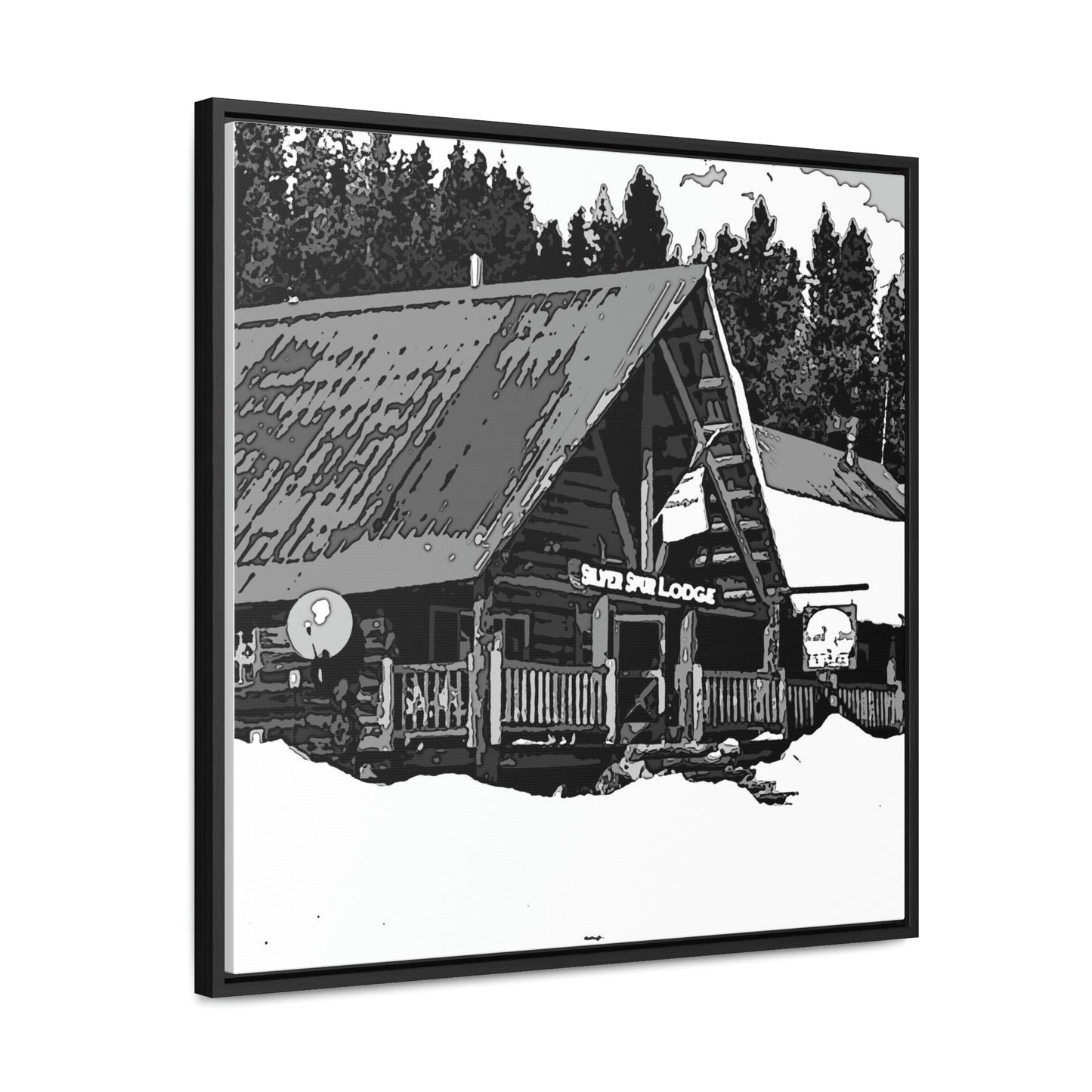 Gallery Canvas Wraps, Square Frame ... A Beautiful Lodge & Back-Country Outfitter In A Mountain Town ... 'Dixie, Idaho, November 2022' ... Original Works ...