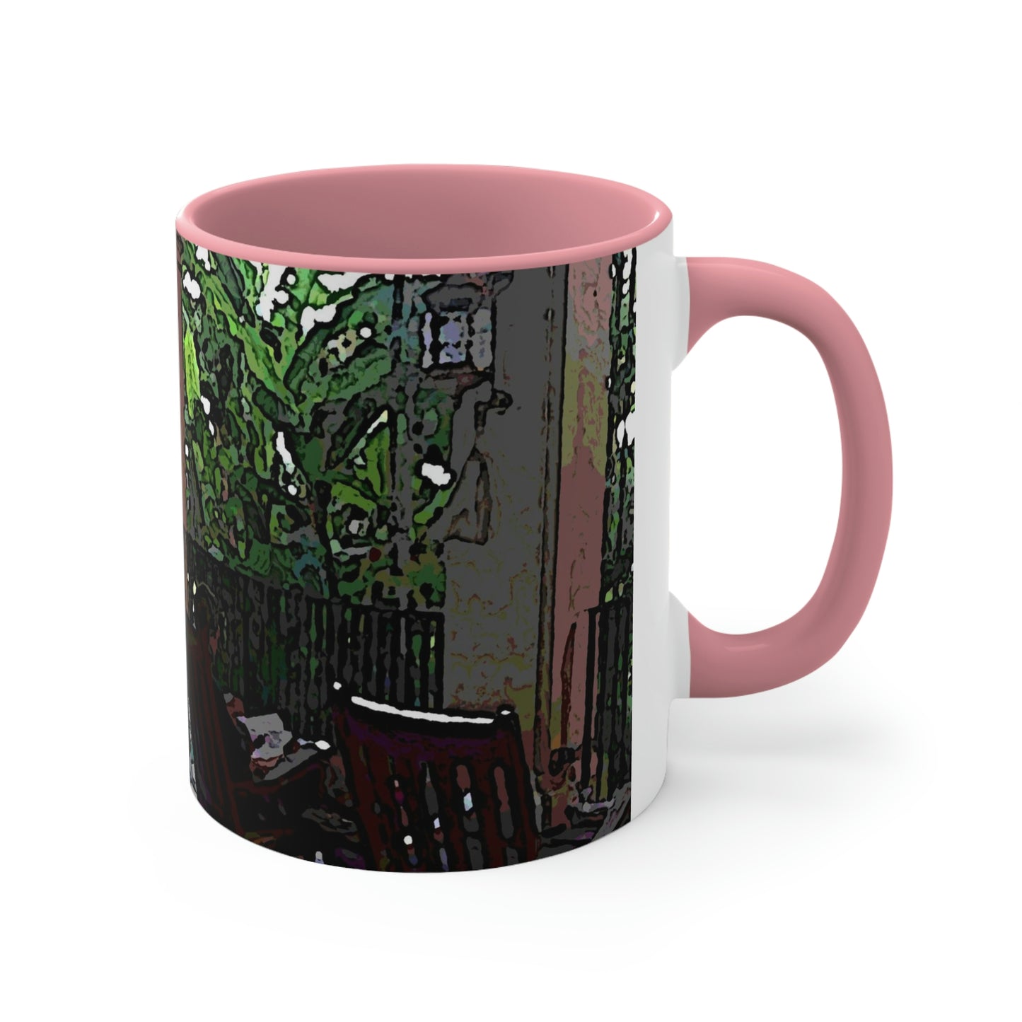 Accent Coffee Mug, 11oz ...  Lanai & Rocking Chairs At: 'The Pink Palace' ... The Royal Hawai'ian ... Honolulu, HI ... '27Oct2014' ... Original Works ...
