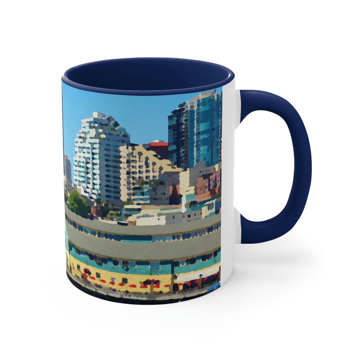 Accent Coffee Mug, 11oz ... That Classic Wheel ... 'Seattle's Wheel' ... & Old Classic Waterside Vendors ...  'Family Archives' ... Original Works ...