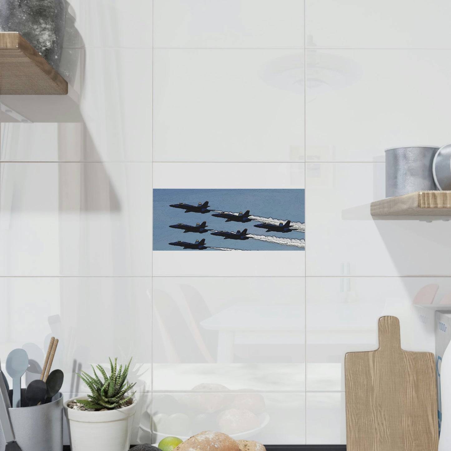 Ceramic Photo Tile ... Seattle Seafair ..."Blue Angels Run Over Lake Washington" ... Circa Mid 1980's ... Dr FJ Holt ... Original Works ...