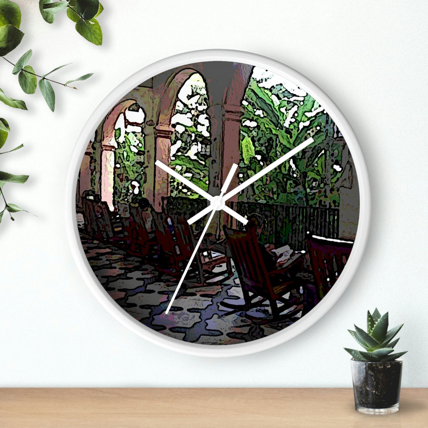 Wall clock ... Lanai & Rocking Chairs At: 'The Pink Palace' ... The Royal Hawai'ian ... Honolulu, HI ... '27Oct2014' ... Original Works ...