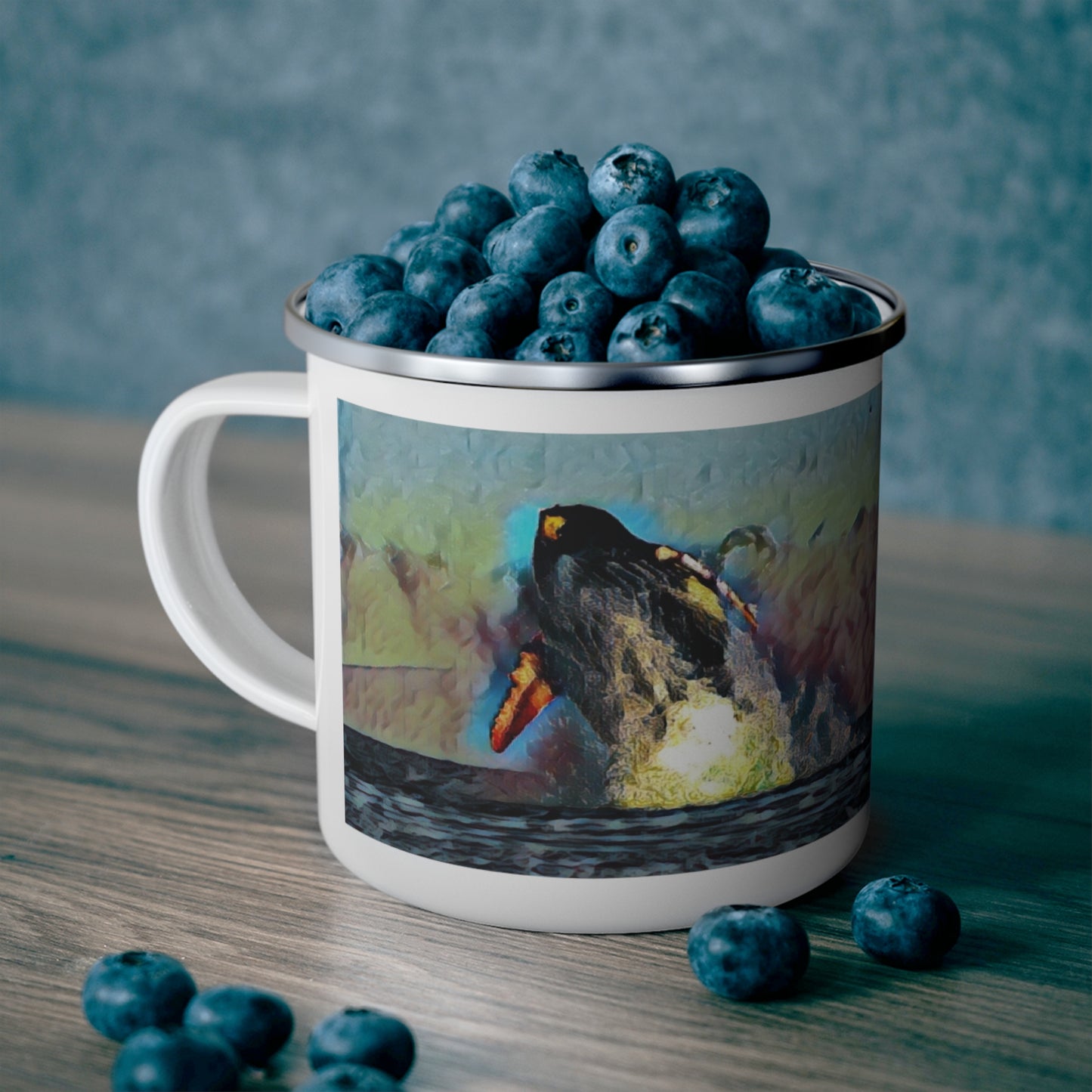 Enamel Camping Mug ... An Extraordinary Humpback Breach ... 'With Explosive Energy' ... Family Archives (KPH) ... Circa: 21st Century. Maui, HI ... Original Works ...