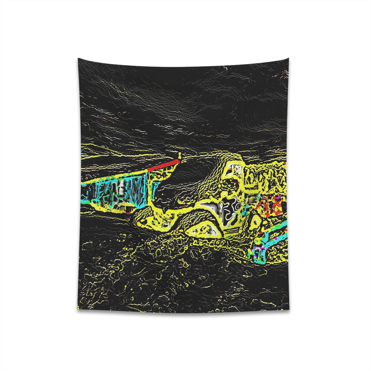 Printed Wall Tapestry ... "Snow Vehicle In Snow Storm At-Rest" ... Circa 12Mar23 ... Central Idaho ... 18-Hours Rendering Time: Original Works ...