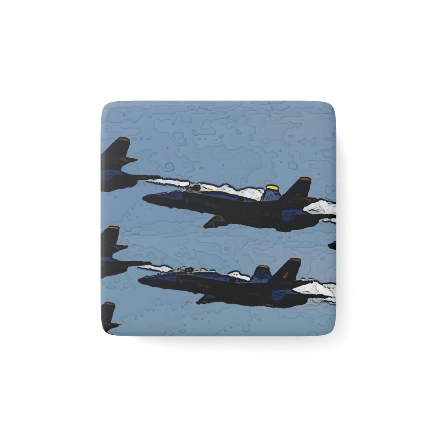 Porcelain Magnet, Square ... Seattle Seafair ..."Blue Angels Run Over Lake Washington" ... Circa Mid 1980's ... Dr FJ Holt ... Original Works ...