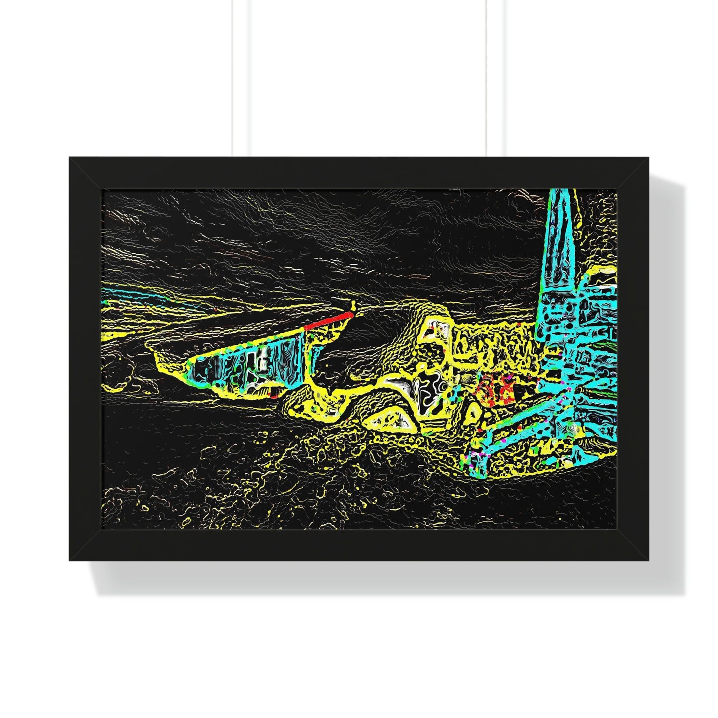 Framed Horizontal Poster ... "Snow Vehicle In Snow Storm At-Rest" ... Circa 12Mar23 ... Central Idaho ... 18-Hours Rendering Time: Original Works ...