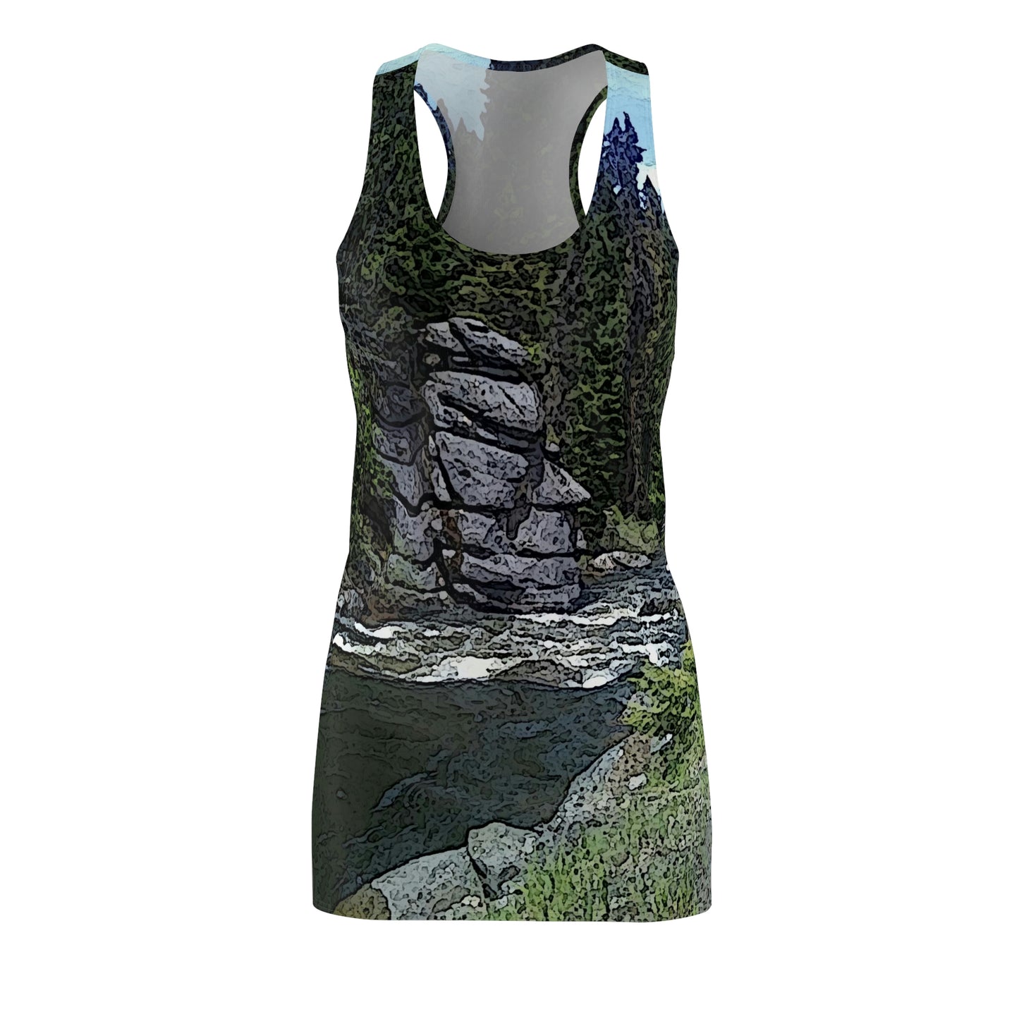 Women's Cut & Sew Racerback Dress ..."I Am Innocent" ... Tricky-Dick Immortalized ... Nixon Rock: Along The River ... Central Idaho, Summer 2020 ... Original Works ...