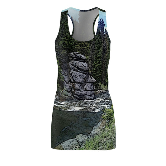 Women's Cut & Sew Racerback Dress ..."I Am Innocent" ... Tricky-Dick Immortalized ... Nixon Rock: Along The River ... Central Idaho, Summer 2020 ... Original Works ...