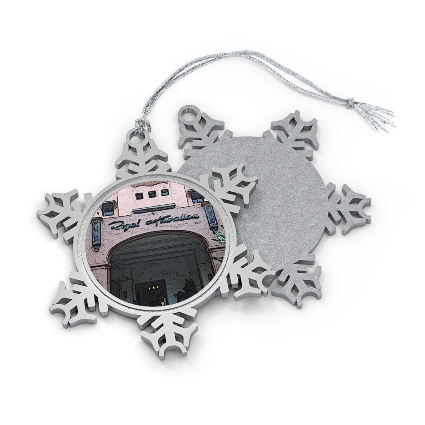 Pewter Snowflake Ornament ... "La Grande Entree" At: 'The Pink Palace' ... The Royal Hawai'ian ... Honolulu, HI ... '27Oct2014' ... Original Works ...