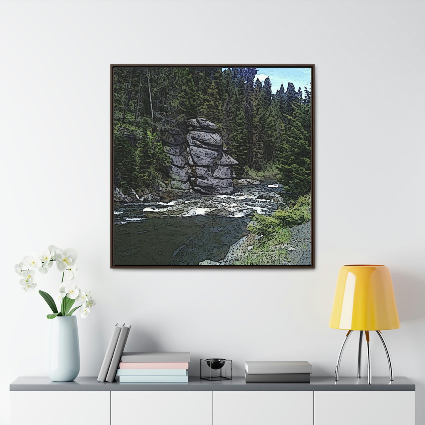 Gallery Canvas Wraps, Square Frame ...  "I Am Innocent" ... Tricky-Dick Immortalized ... Nixon Rock: Along The River ... Central Idaho, Summer 2020 ... Original Works ...