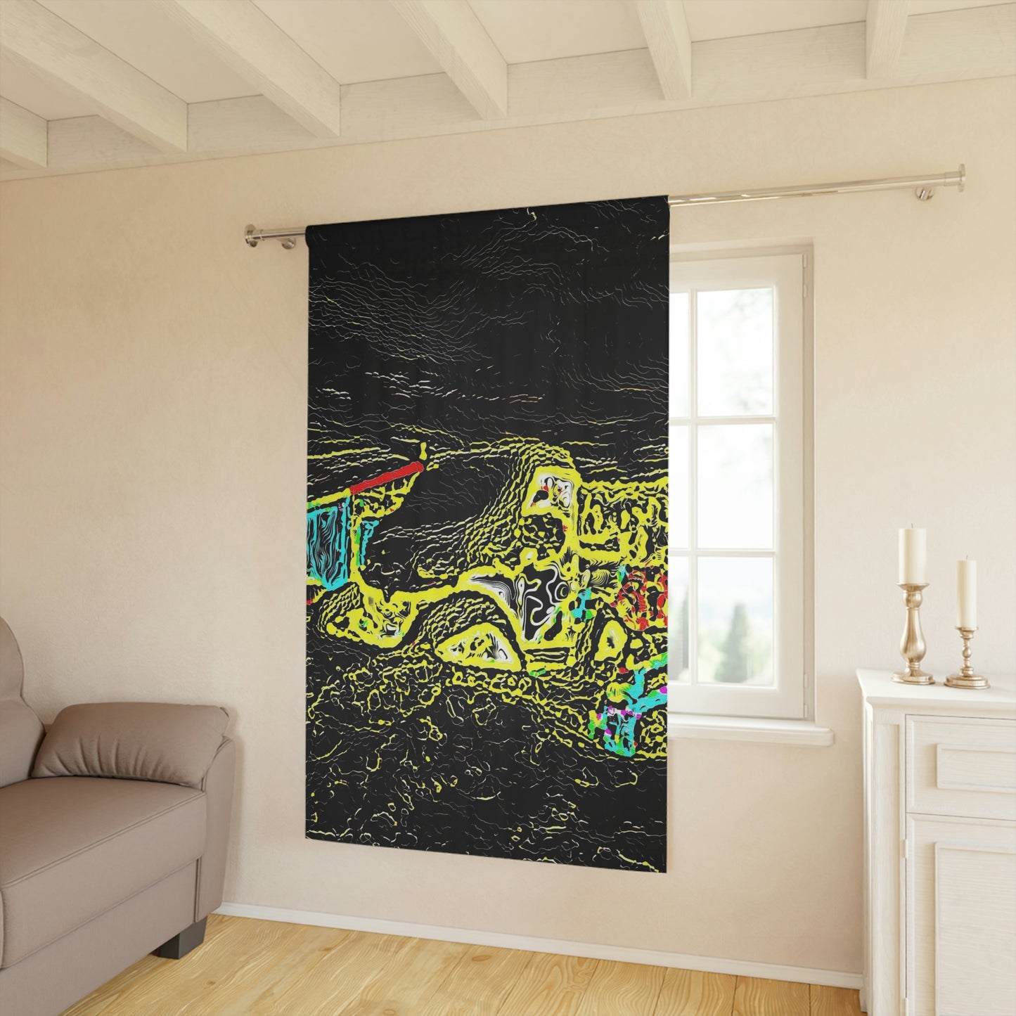 Window Curtains (1 Piece) ... "Snow Vehicle In Snow Storm At-Rest" ... Circa 12Mar23 ... Central Idaho ... 18-Hours Rendering Time: Original Works ...